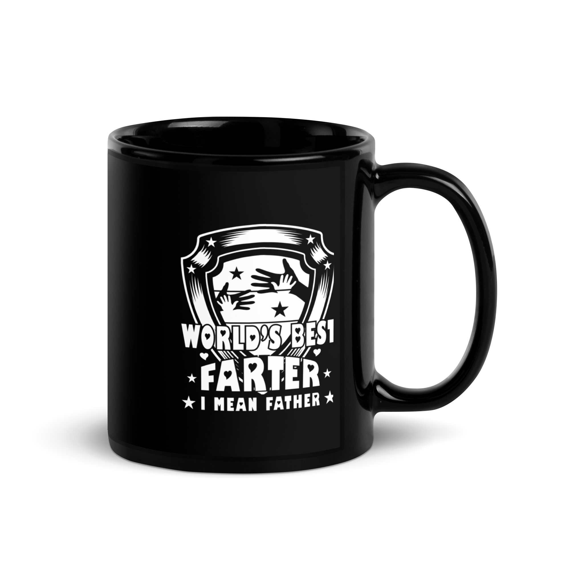 World's Best Farter I Mean Father Black Glossy Mug