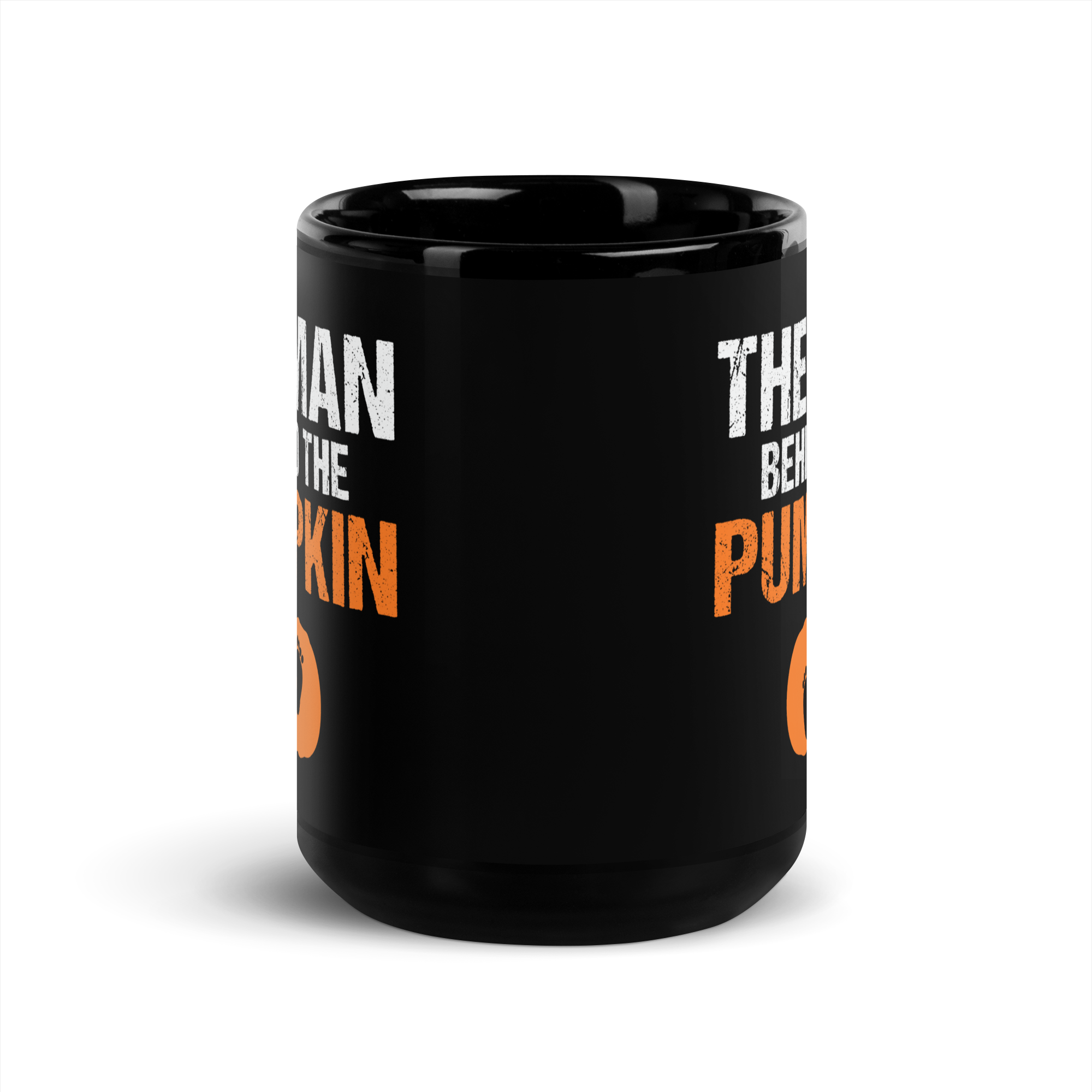 The Man Behind The Pumpkin Black Glossy Mug