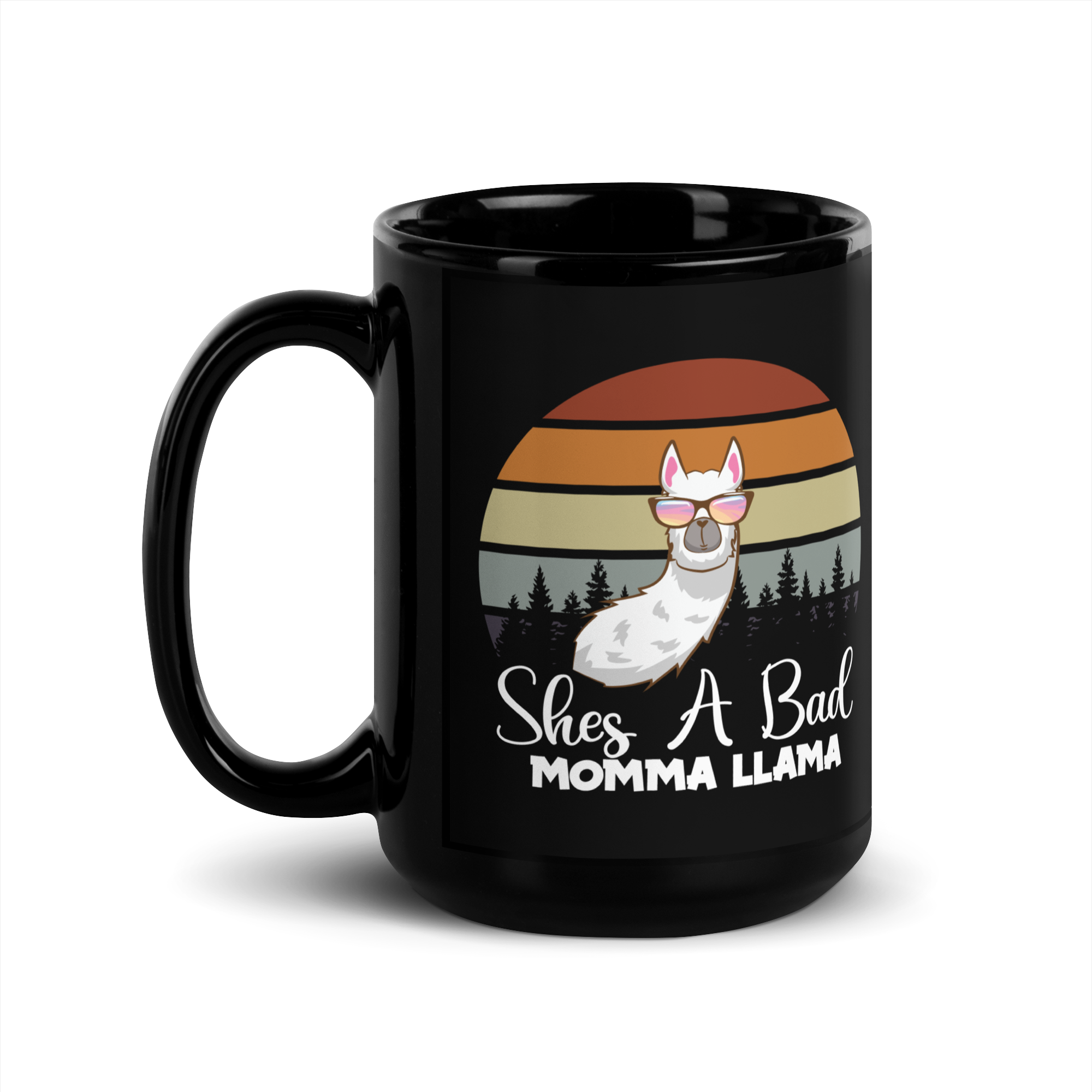 She's A Bad Momma Llama Black Glossy Mug