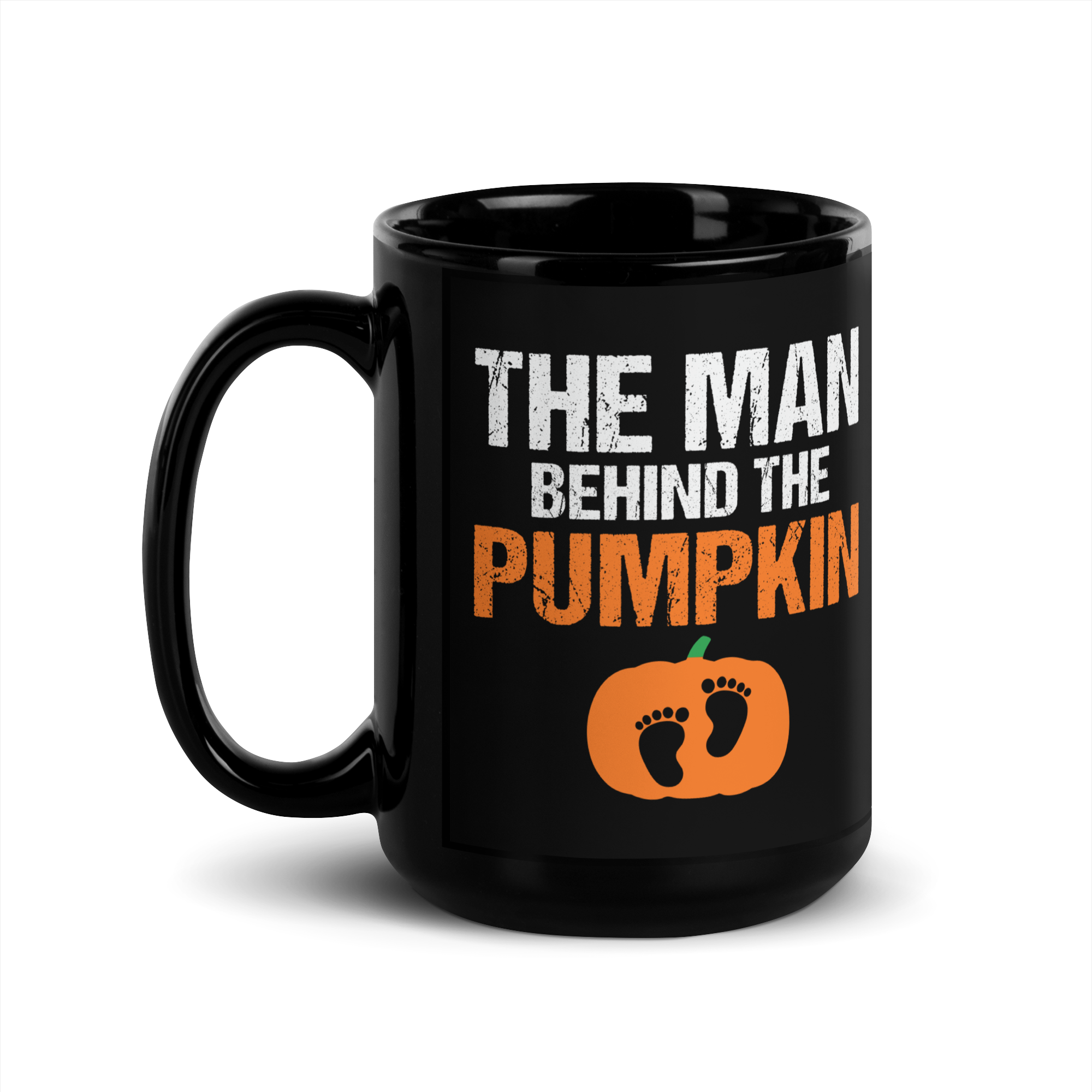 The Man Behind The Pumpkin Black Glossy Mug