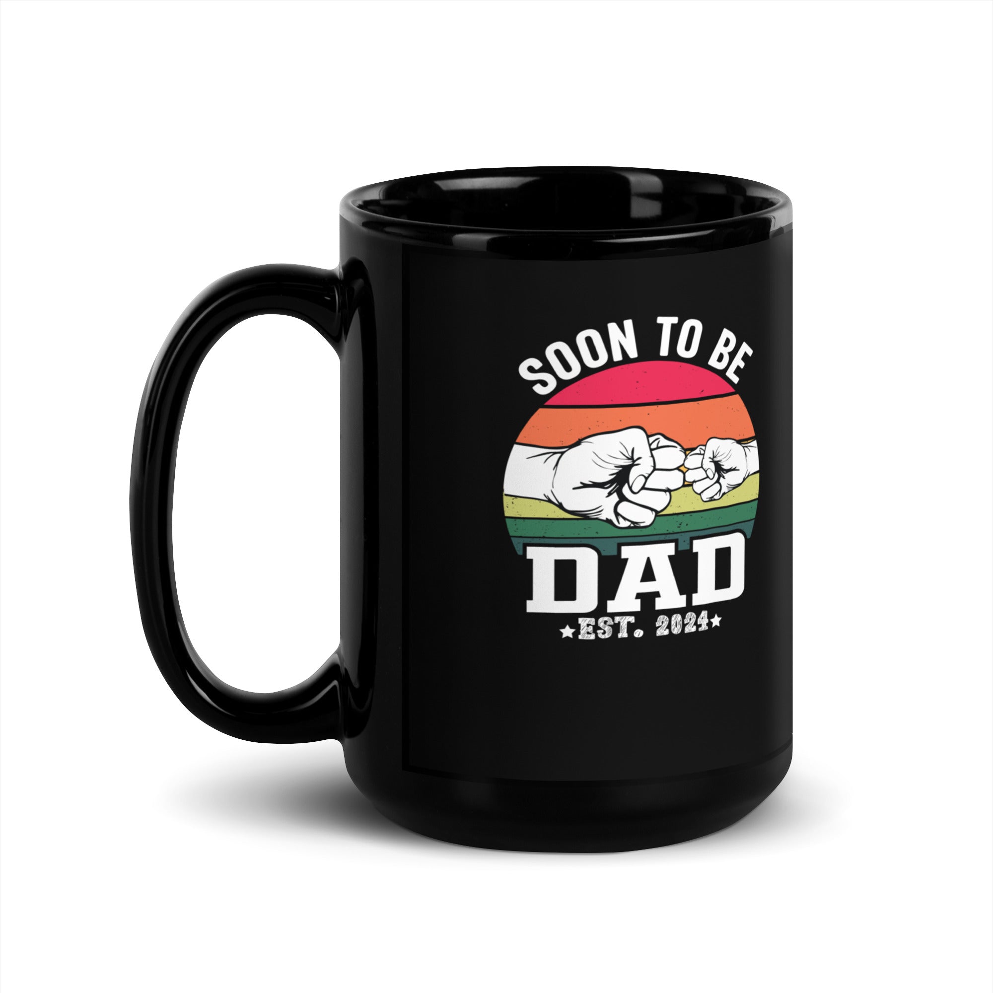 Soon To Be Dad Est. 2024 Black Glossy Mug