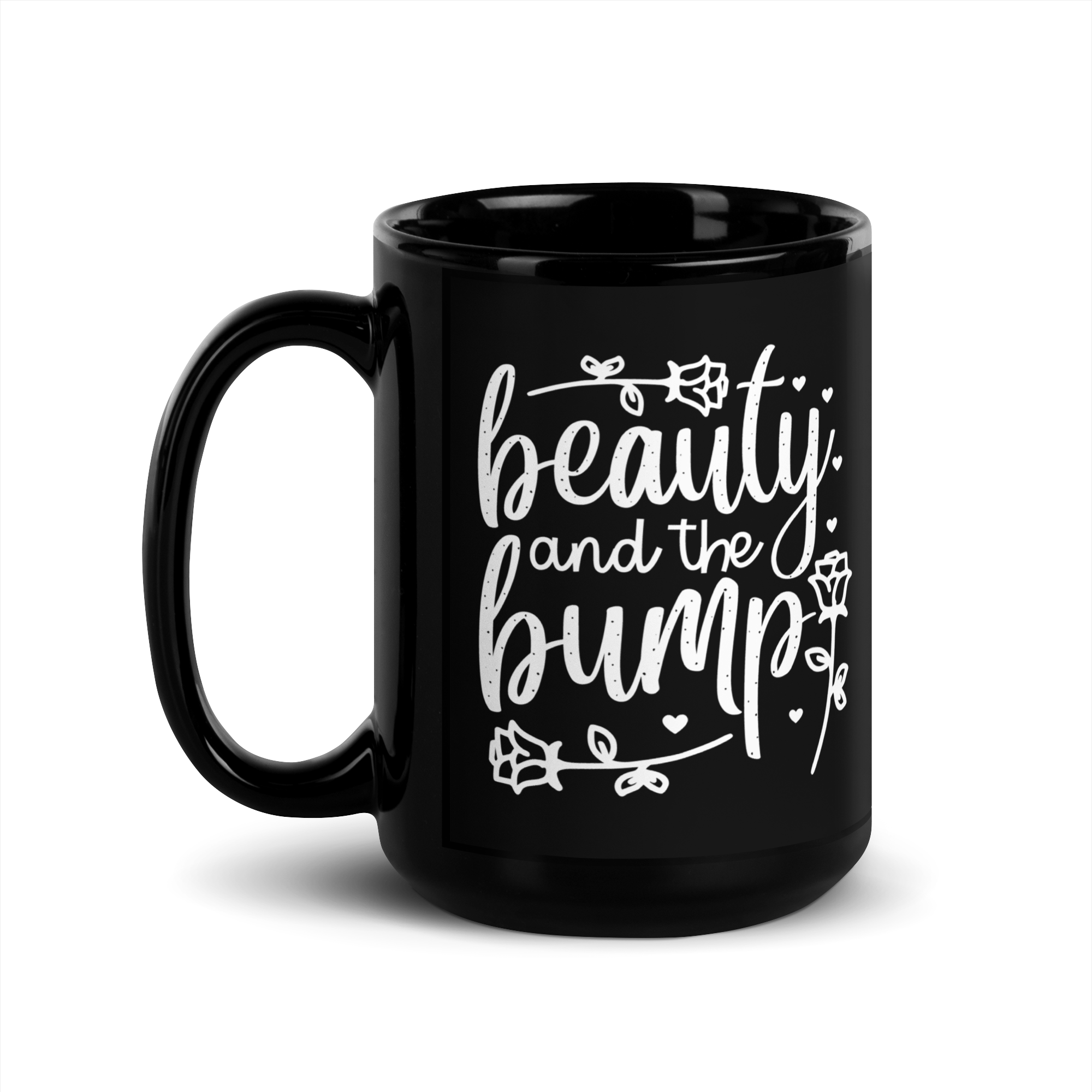 Beauty And The Bump Black Glossy Mug