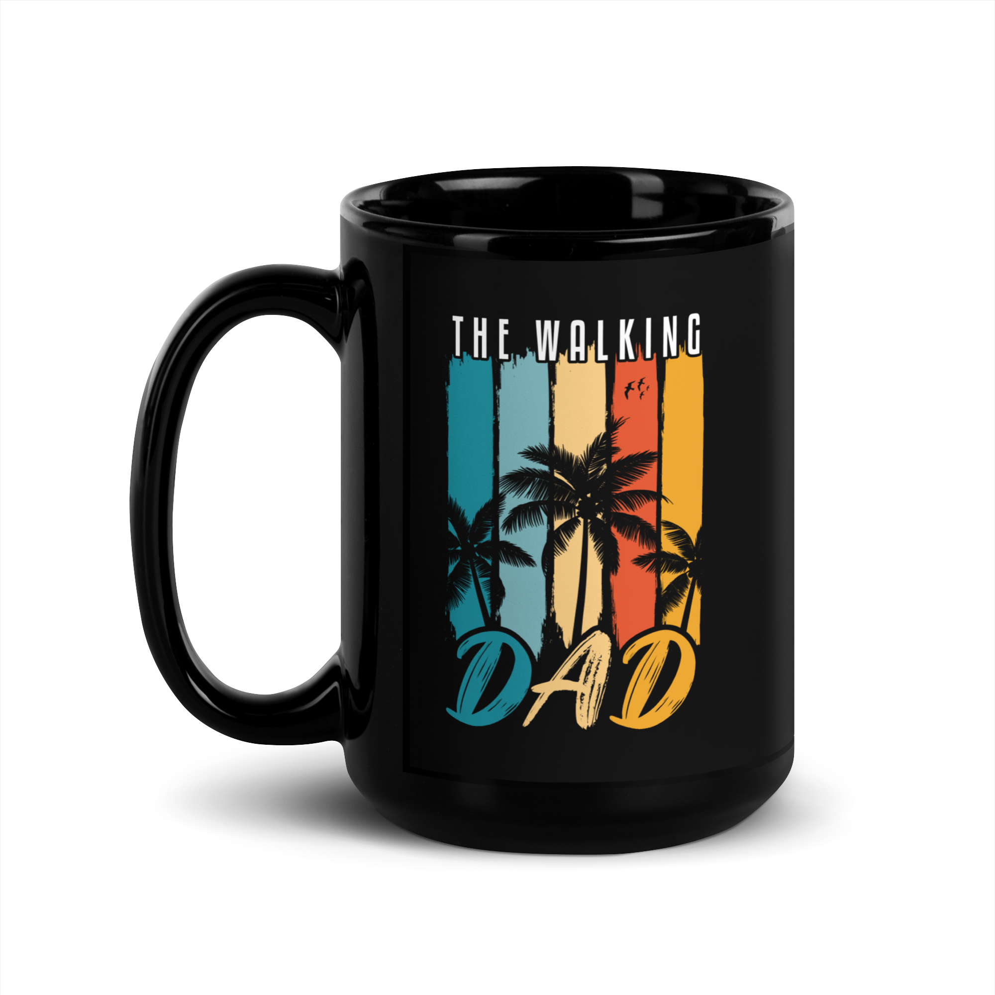 The Walking Dad Black Glossy Mug