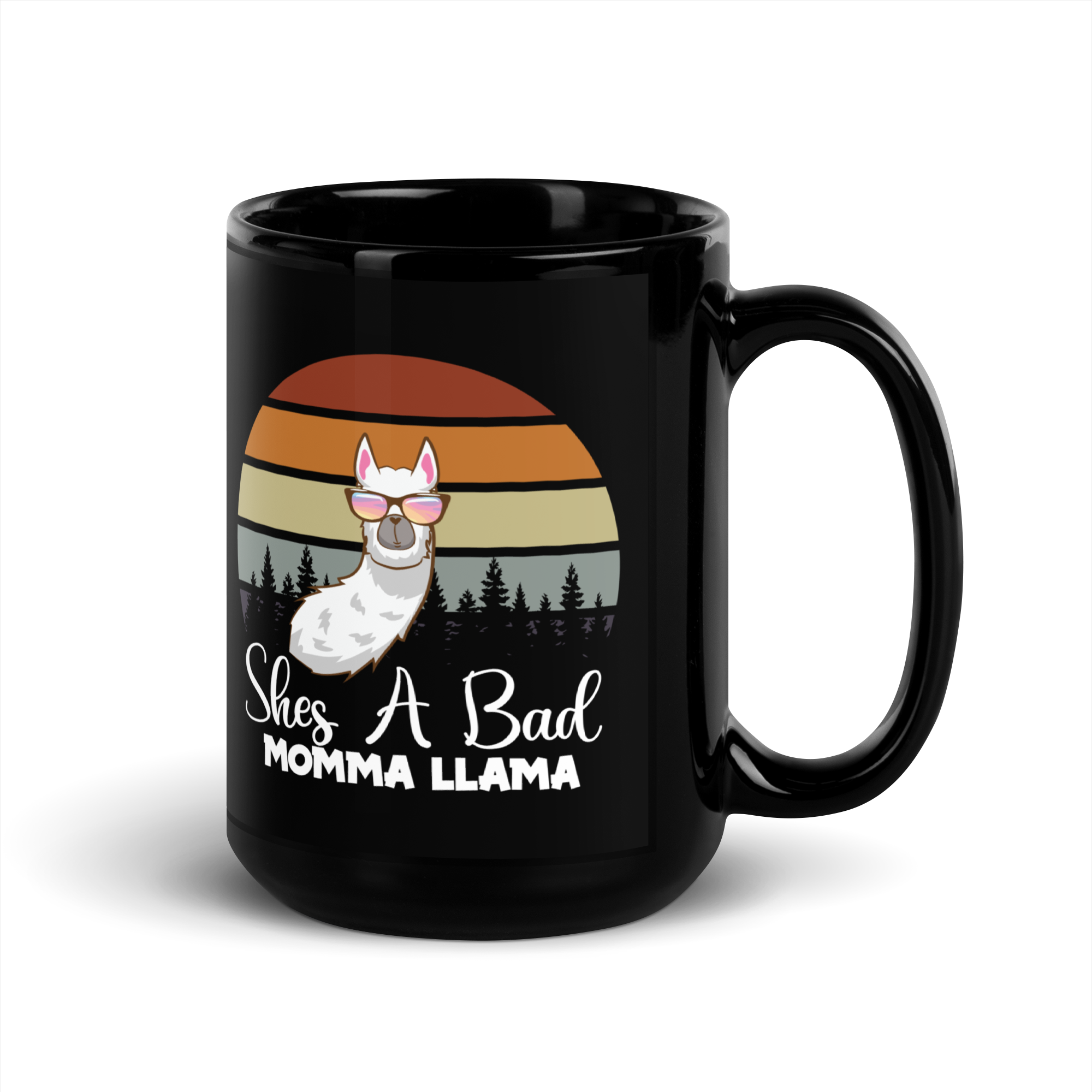 She's A Bad Momma Llama Black Glossy Mug