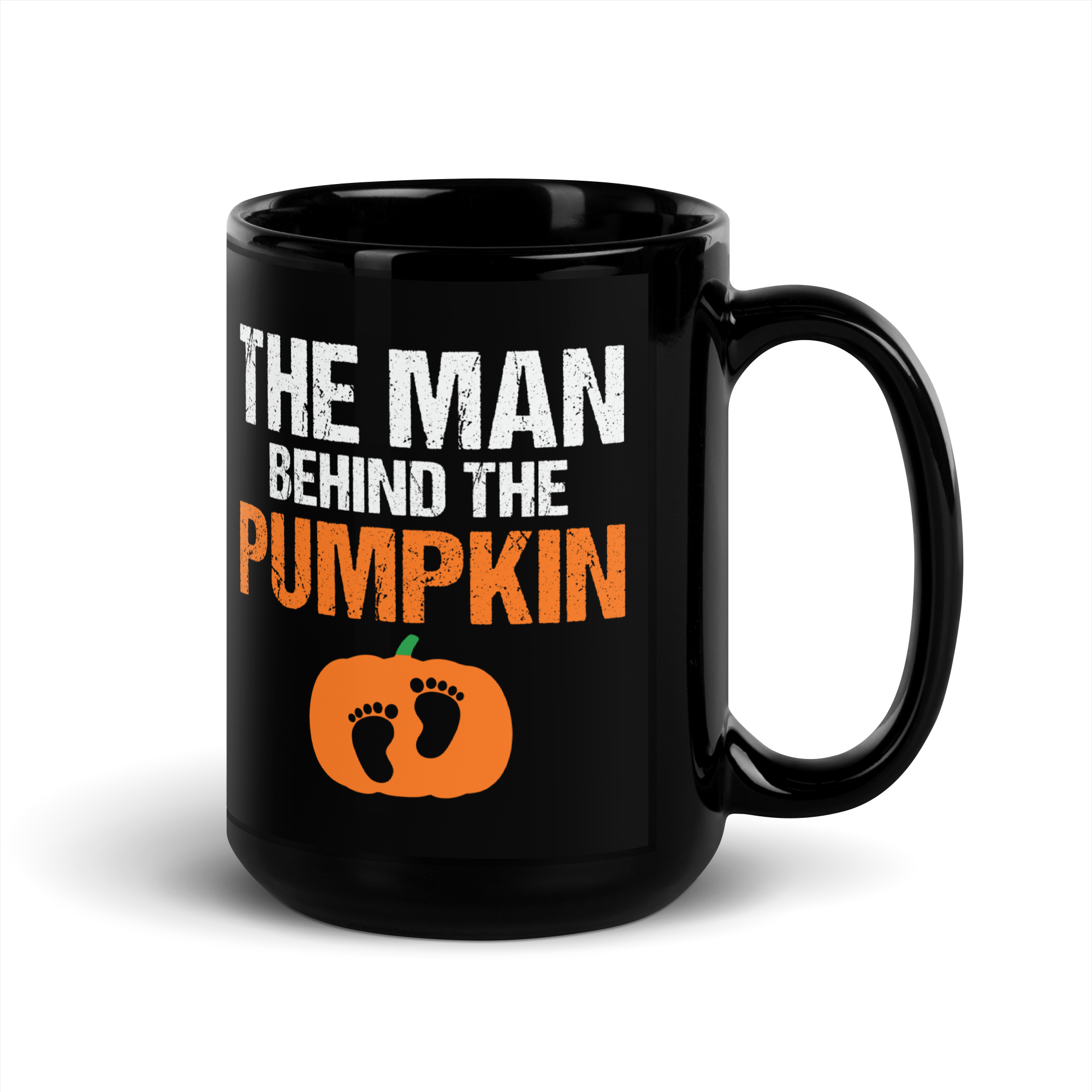 The Man Behind The Pumpkin Black Glossy Mug