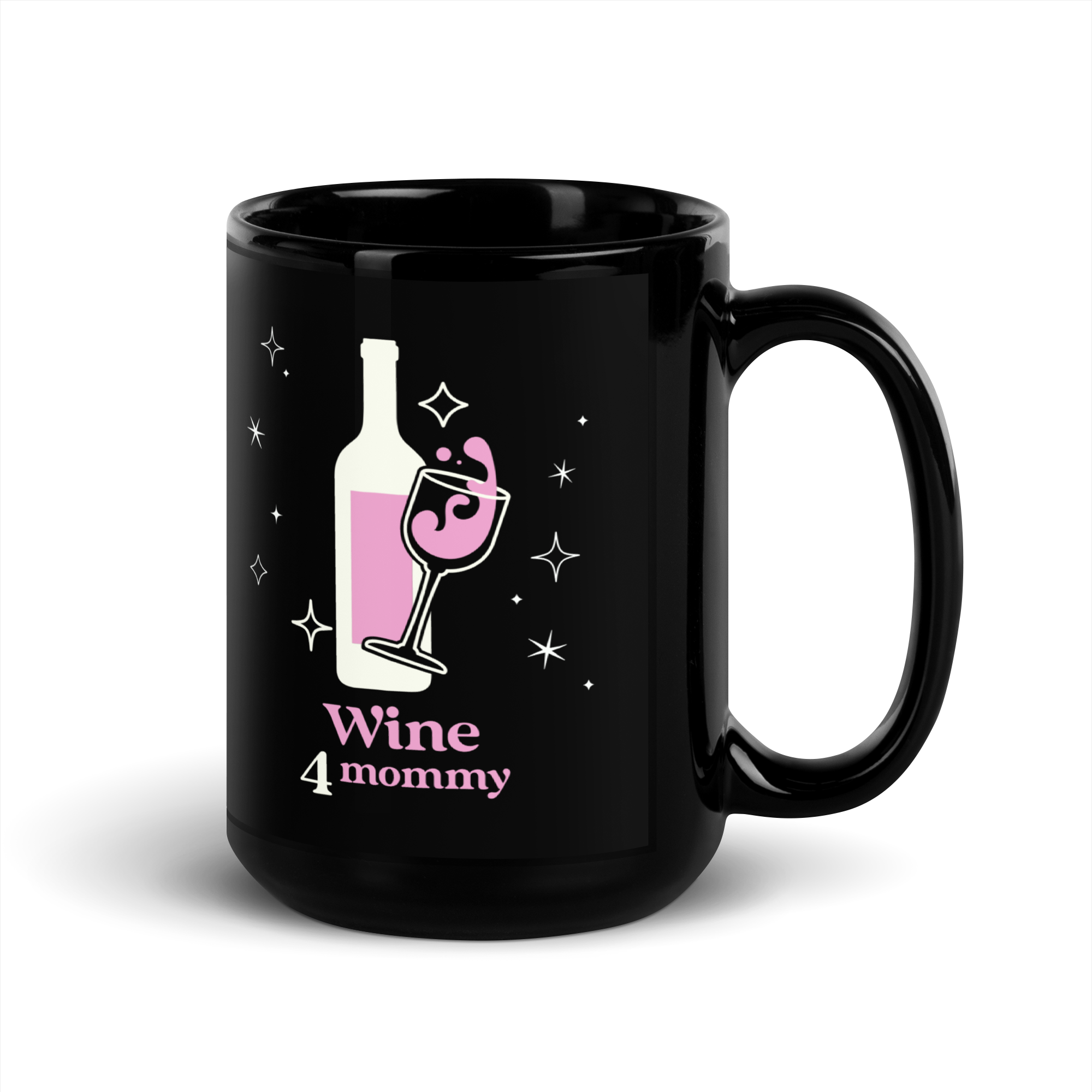 Wine For Mommy Black Glossy Mug