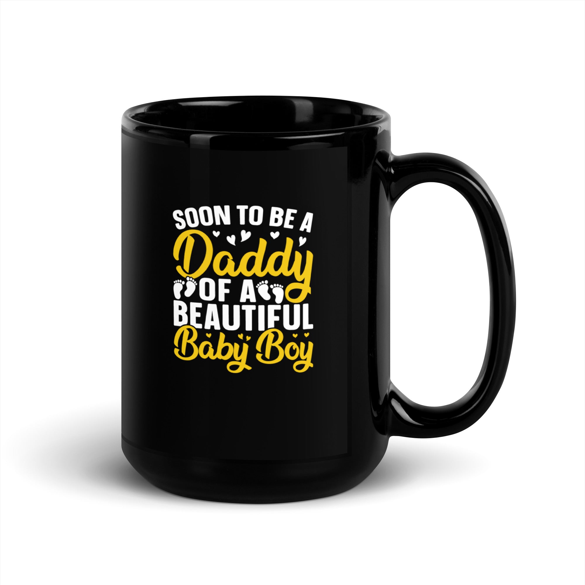 Soon To Be A Daddy For Boy Black Glossy Mug