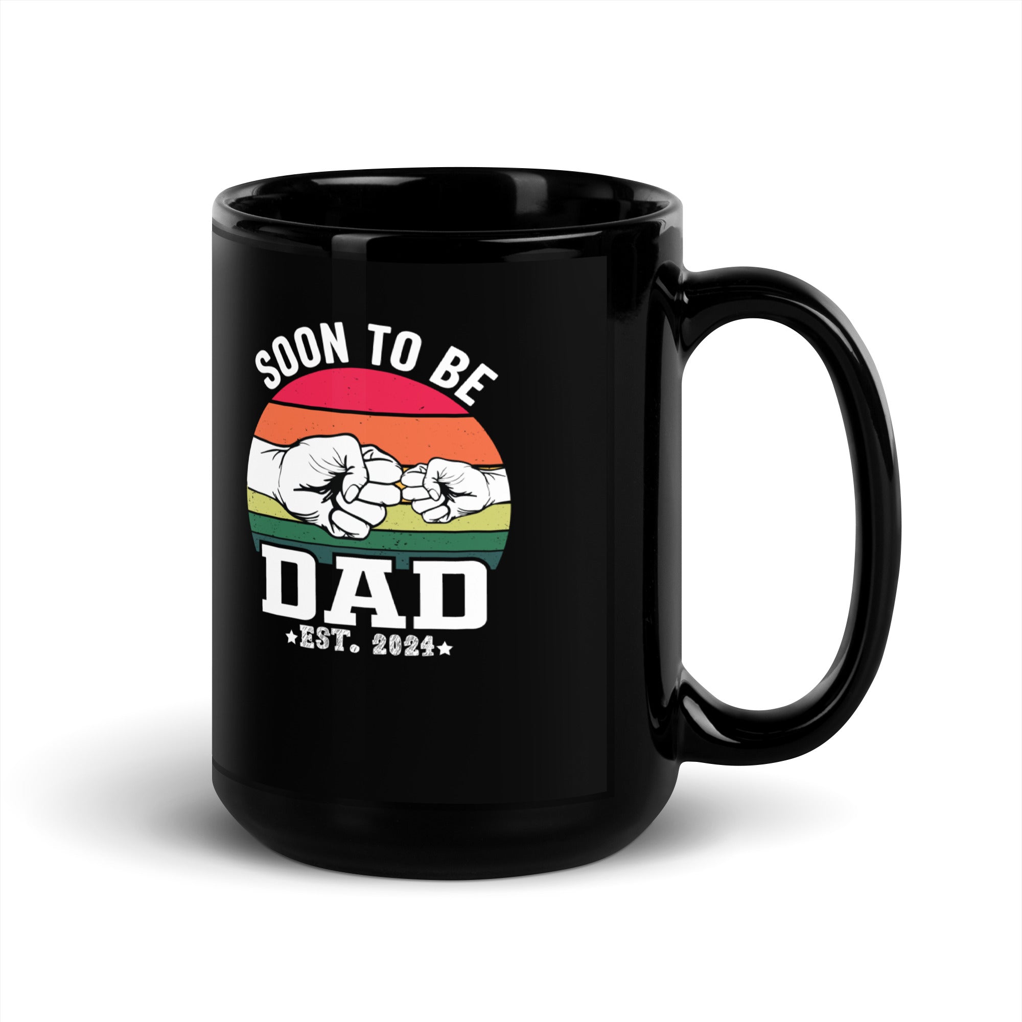 Soon To Be Dad Est. 2024 Black Glossy Mug