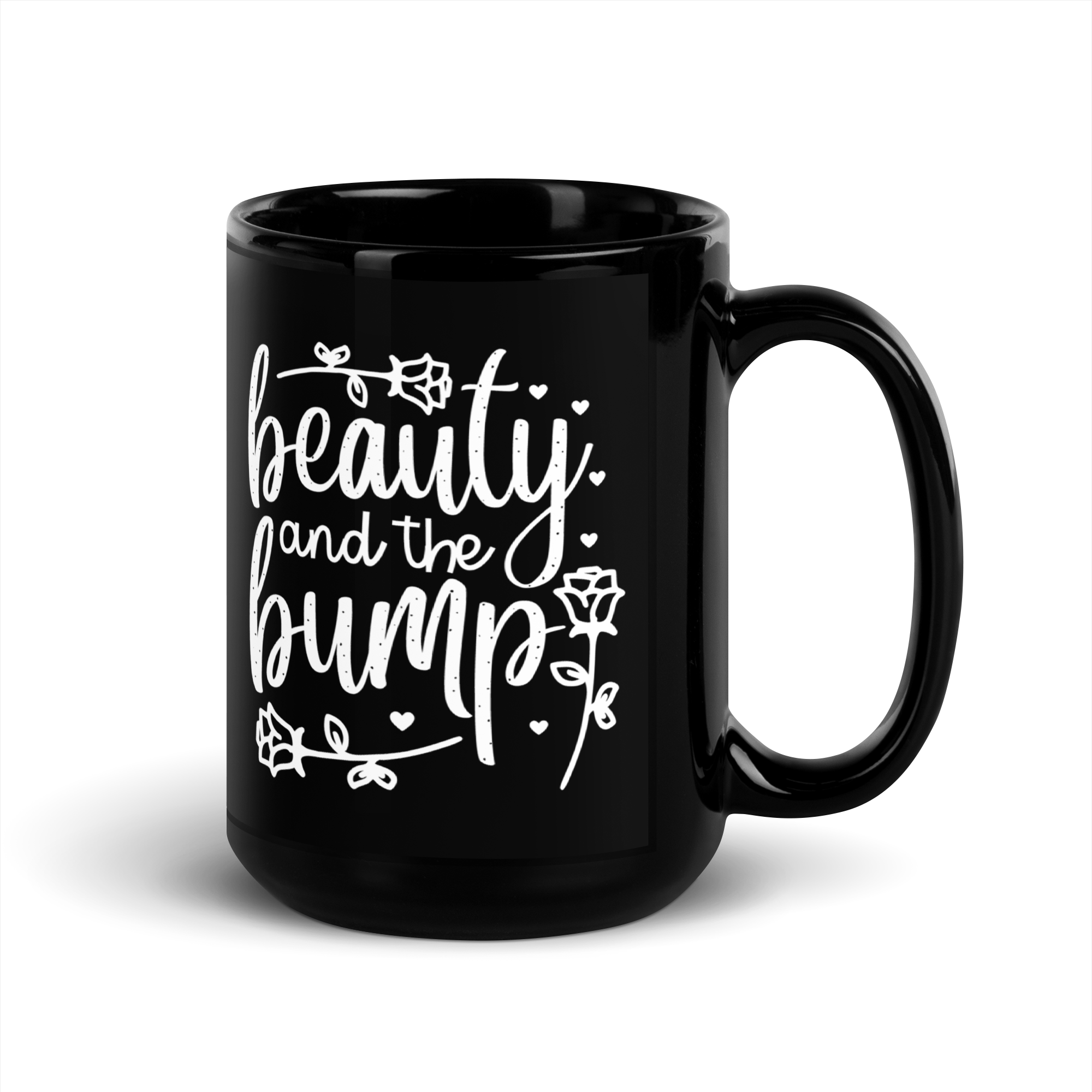 Beauty And The Bump Black Glossy Mug