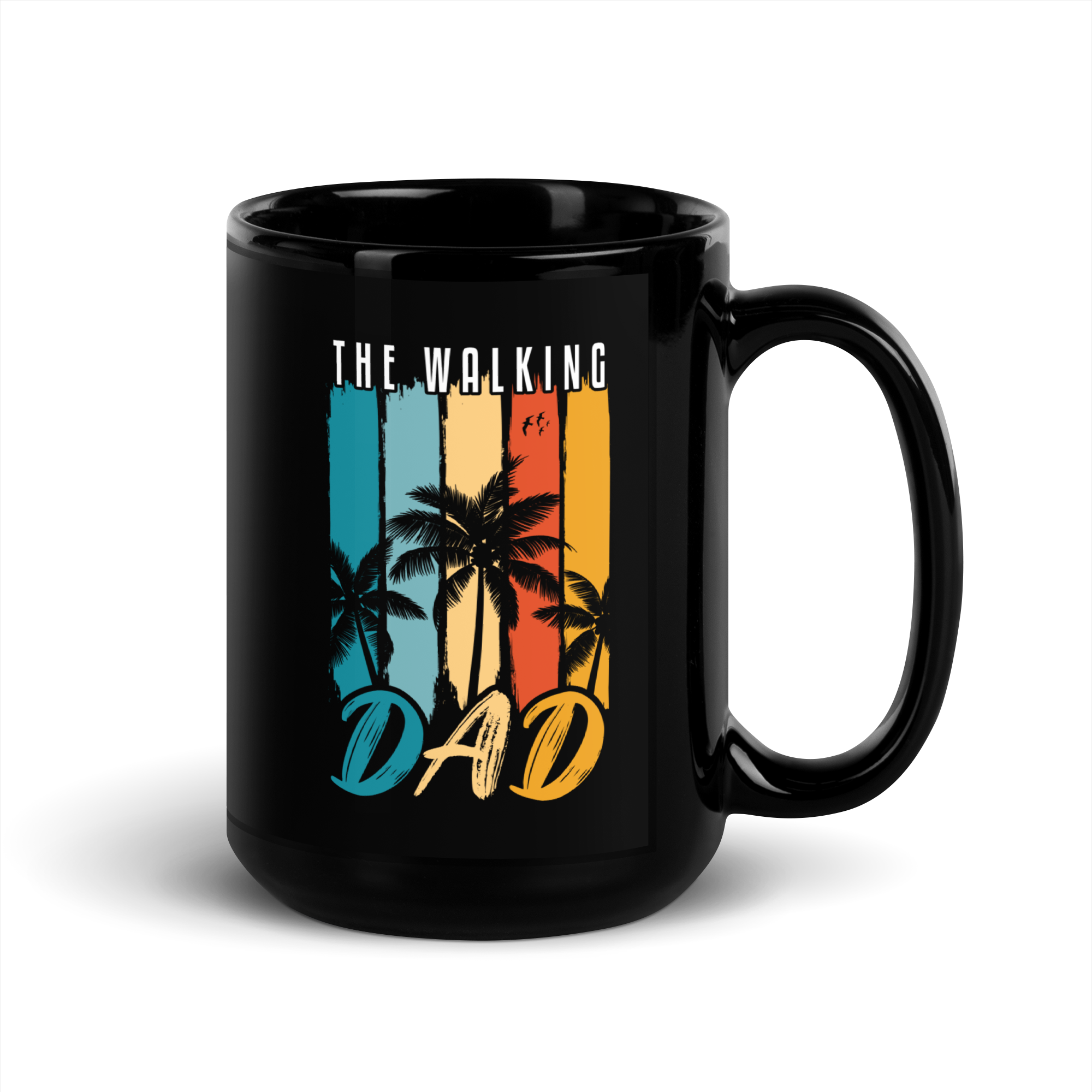 The Walking Dad Black Glossy Mug