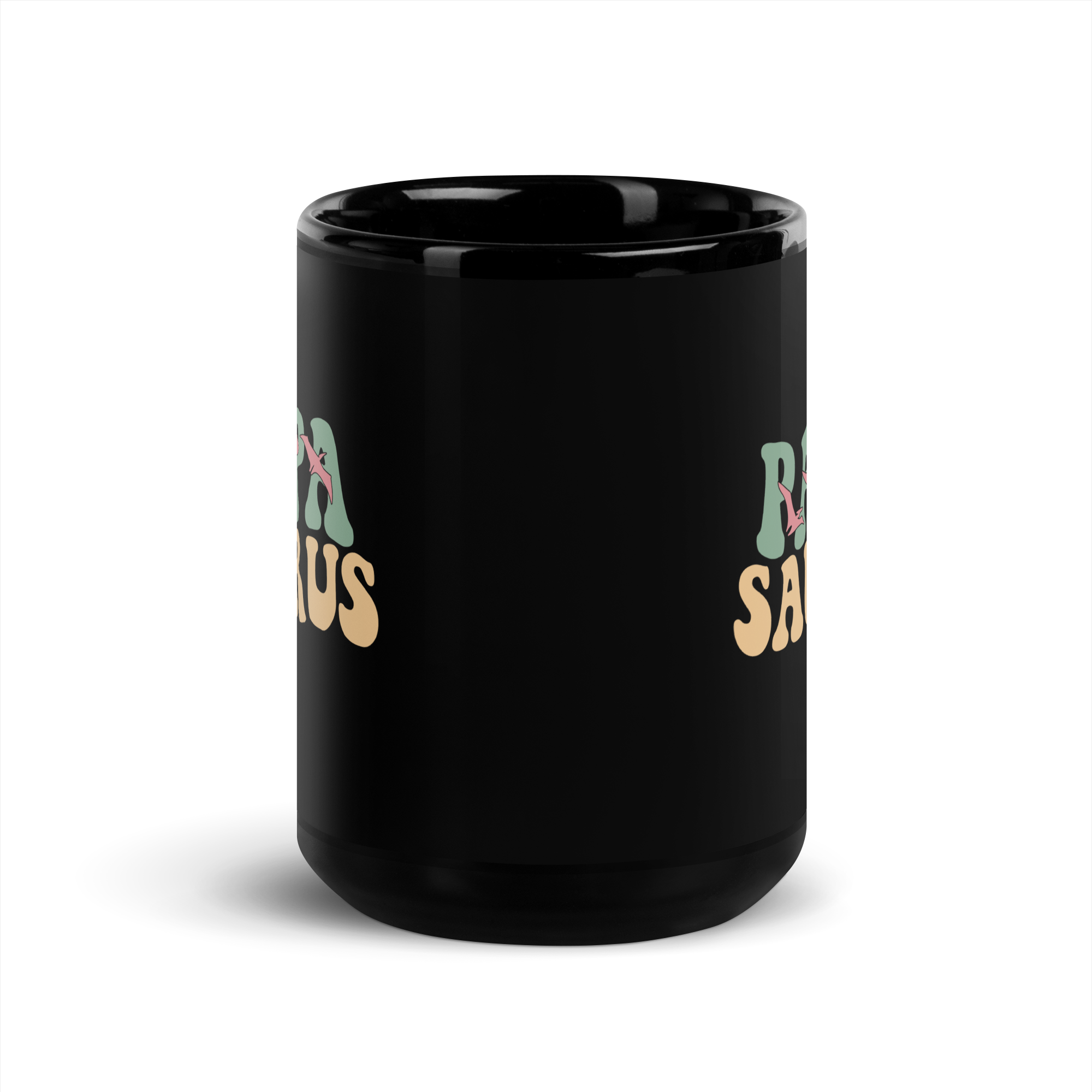 Papa Saurus Black Glossy Mug