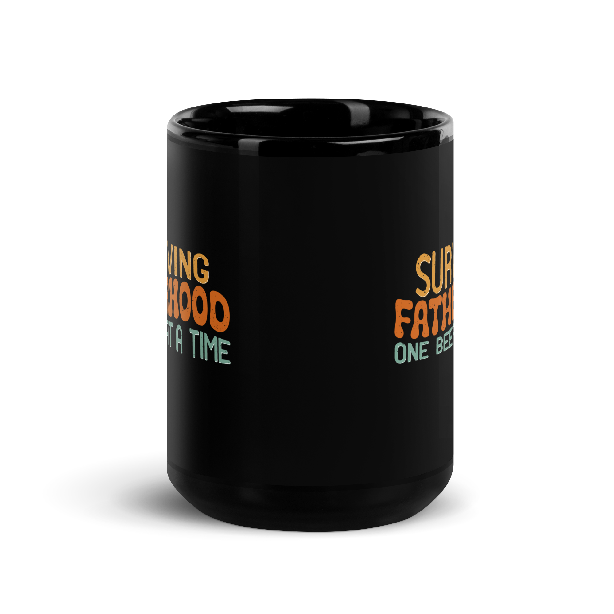 Surviving Fatherhood One Beer At A Time Black Glossy Mug