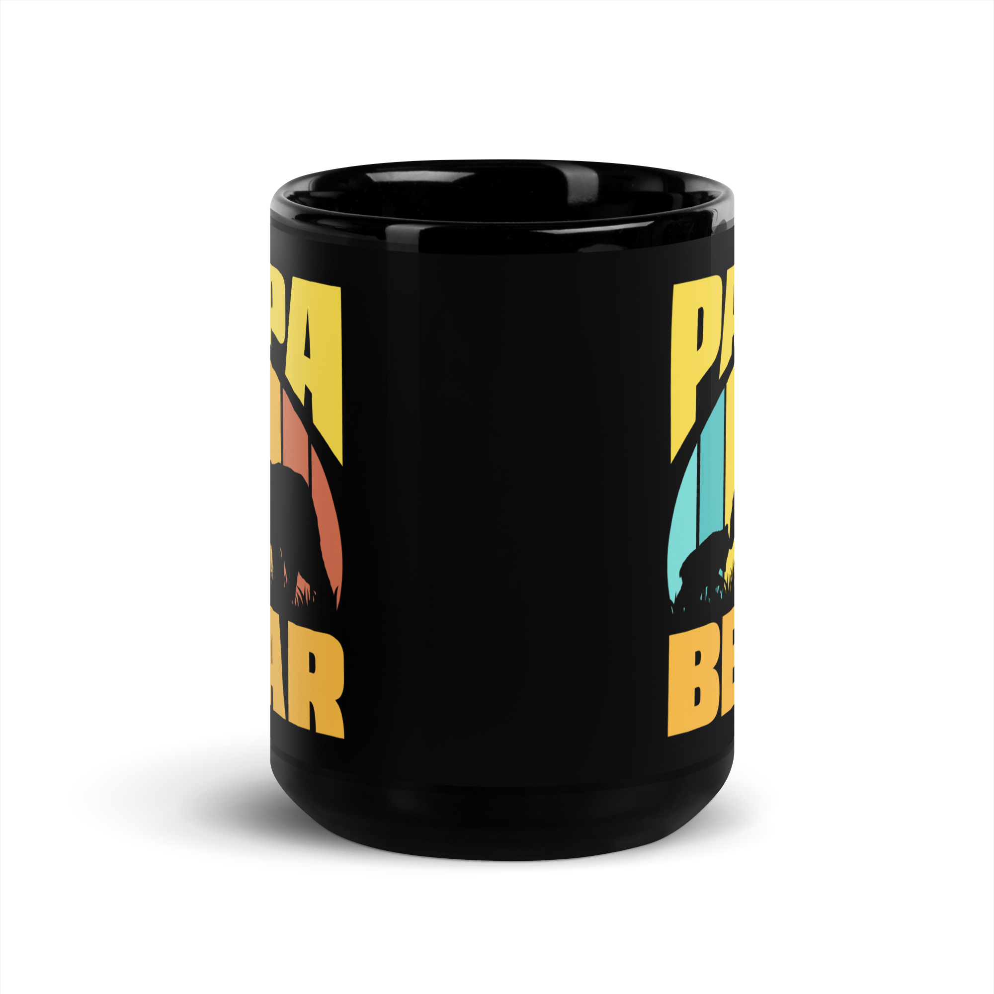 Papa Bear Black Glossy Mug