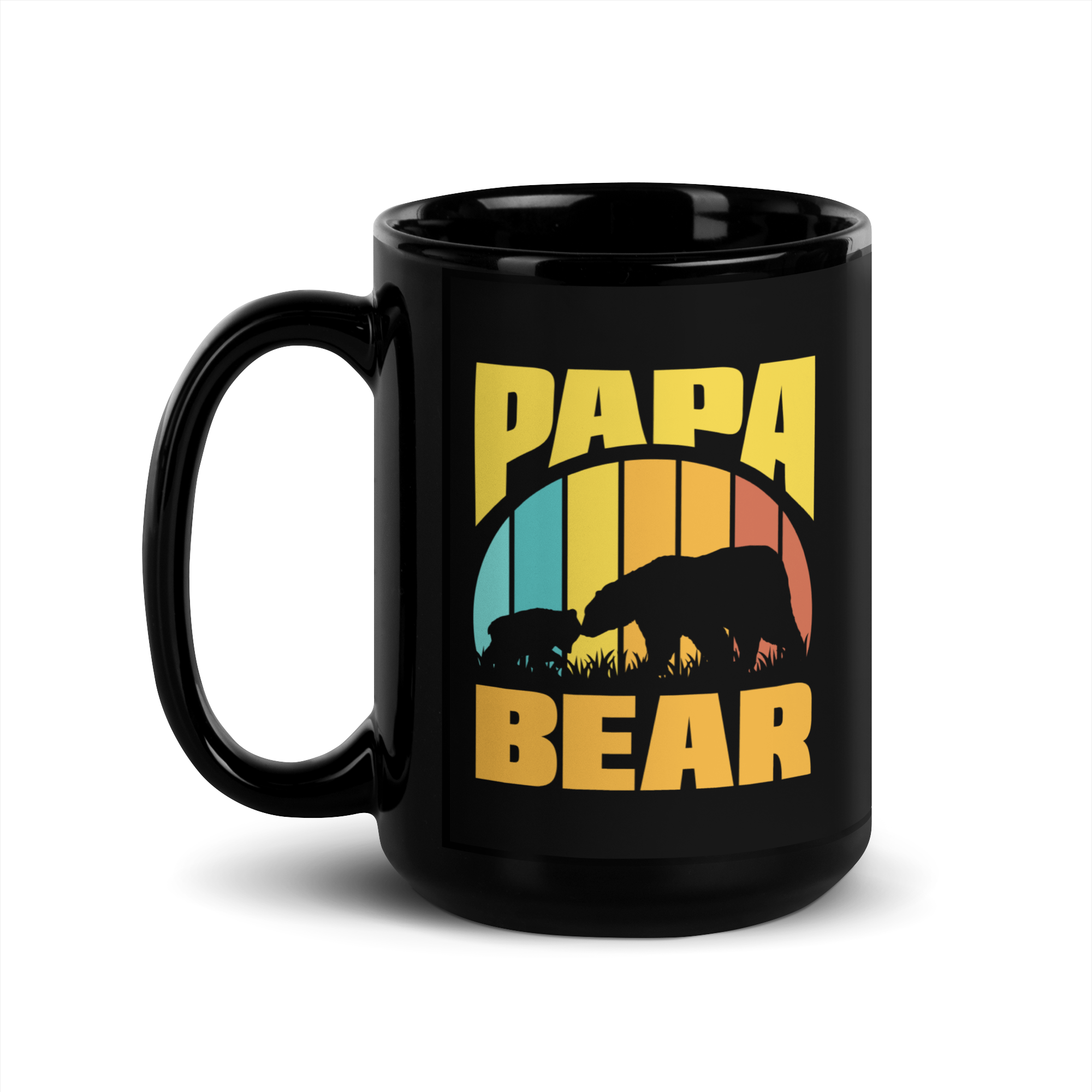 Papa Bear Black Glossy Mug