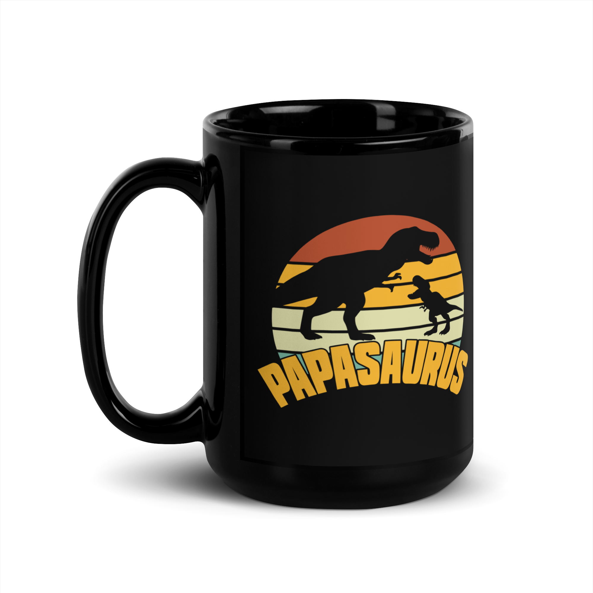 Papasaurus Black Glossy Mug