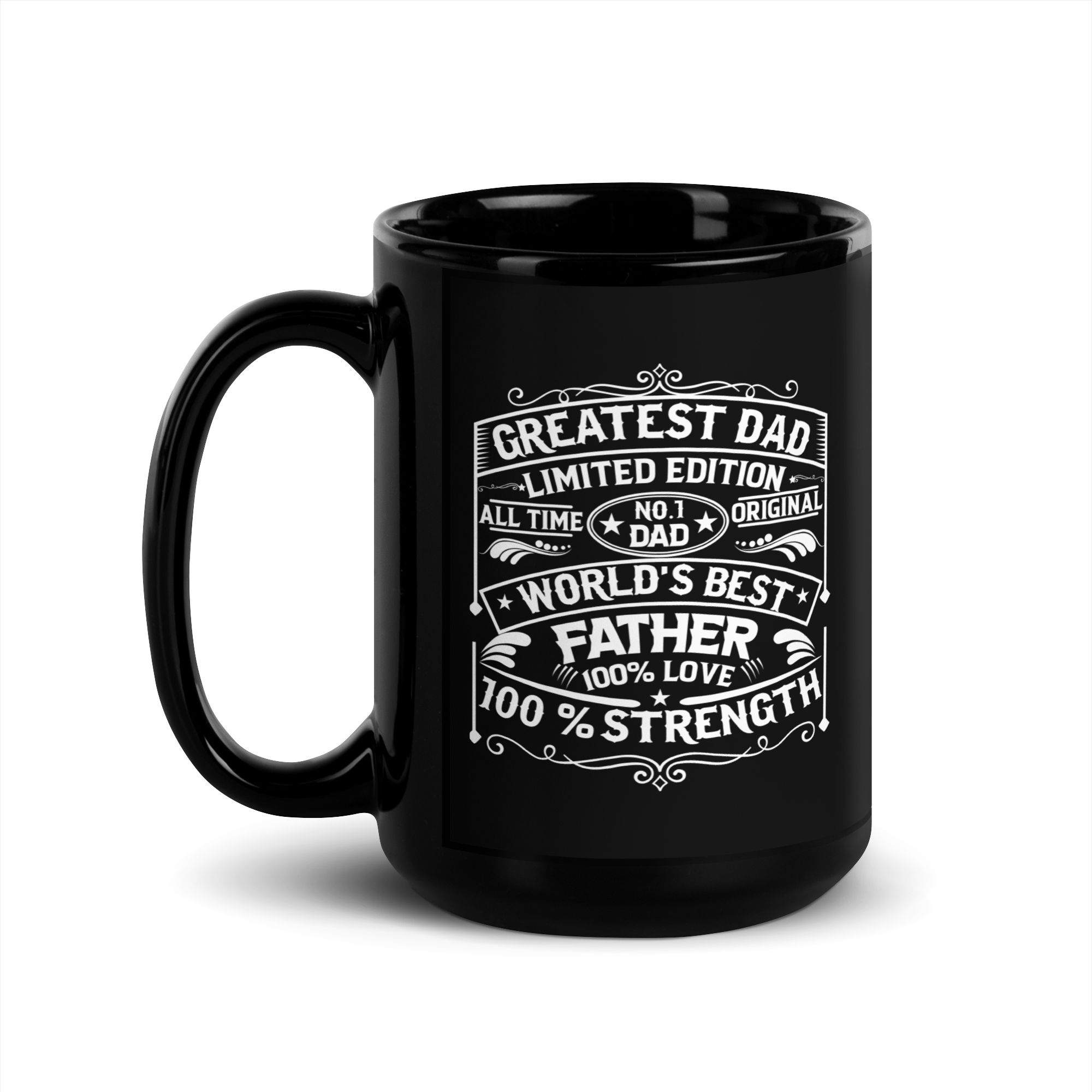 World's Best Father Greatest Dad Limited Edition Black Glossy Mug