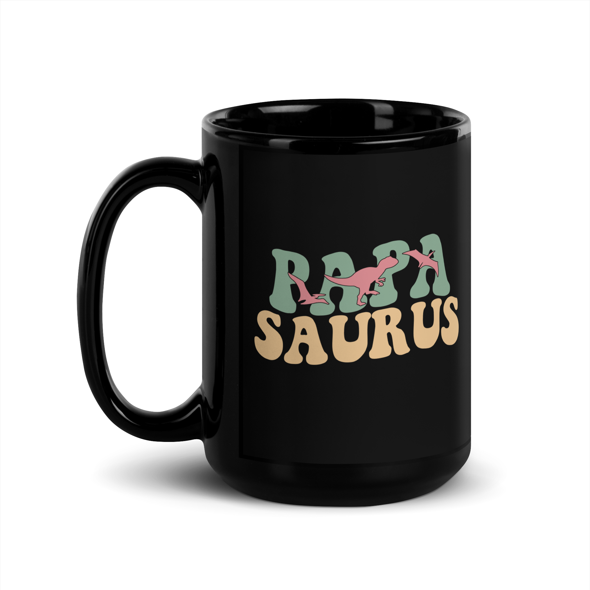 Papa Saurus Black Glossy Mug