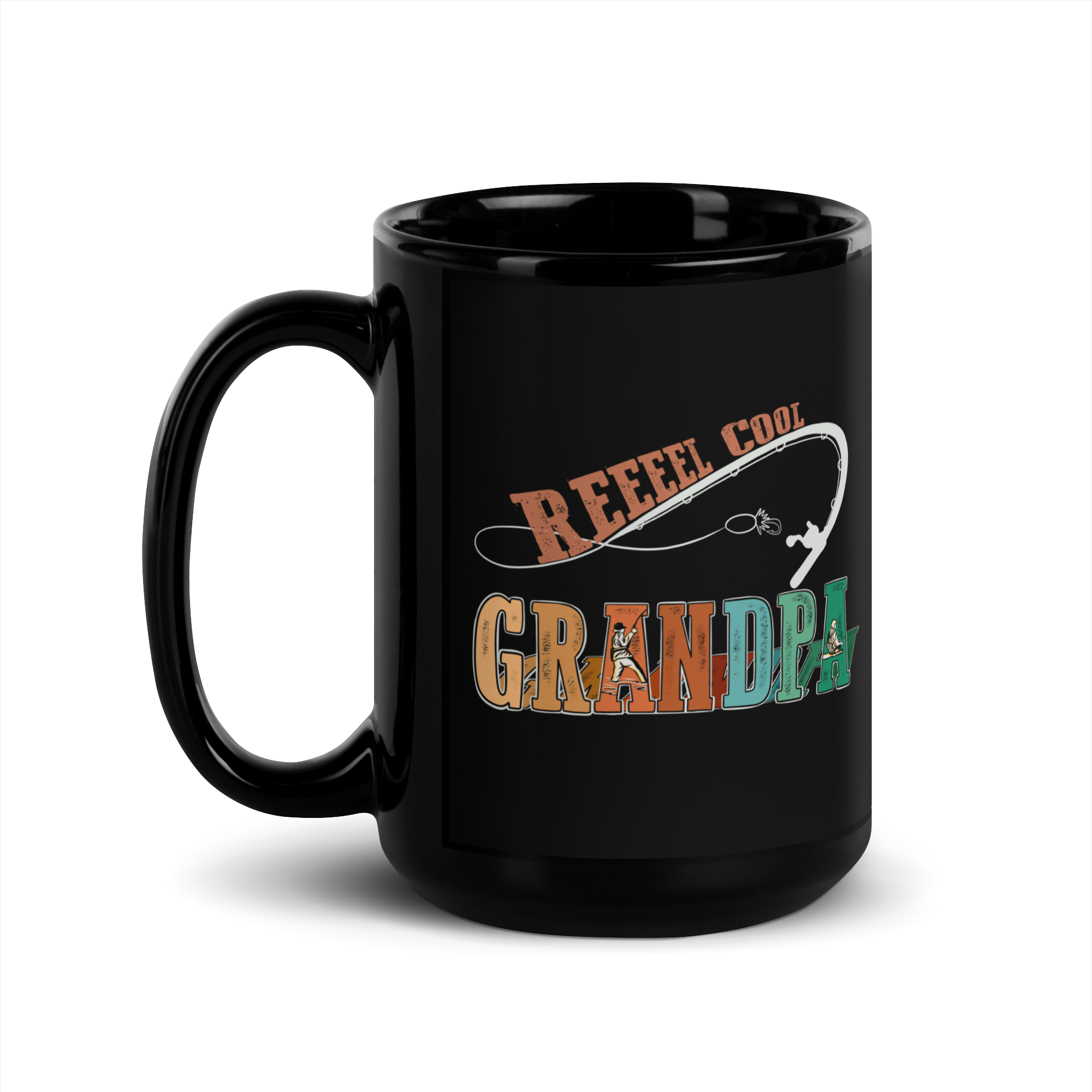 Reel Cool Grandpa Black Glossy Mug