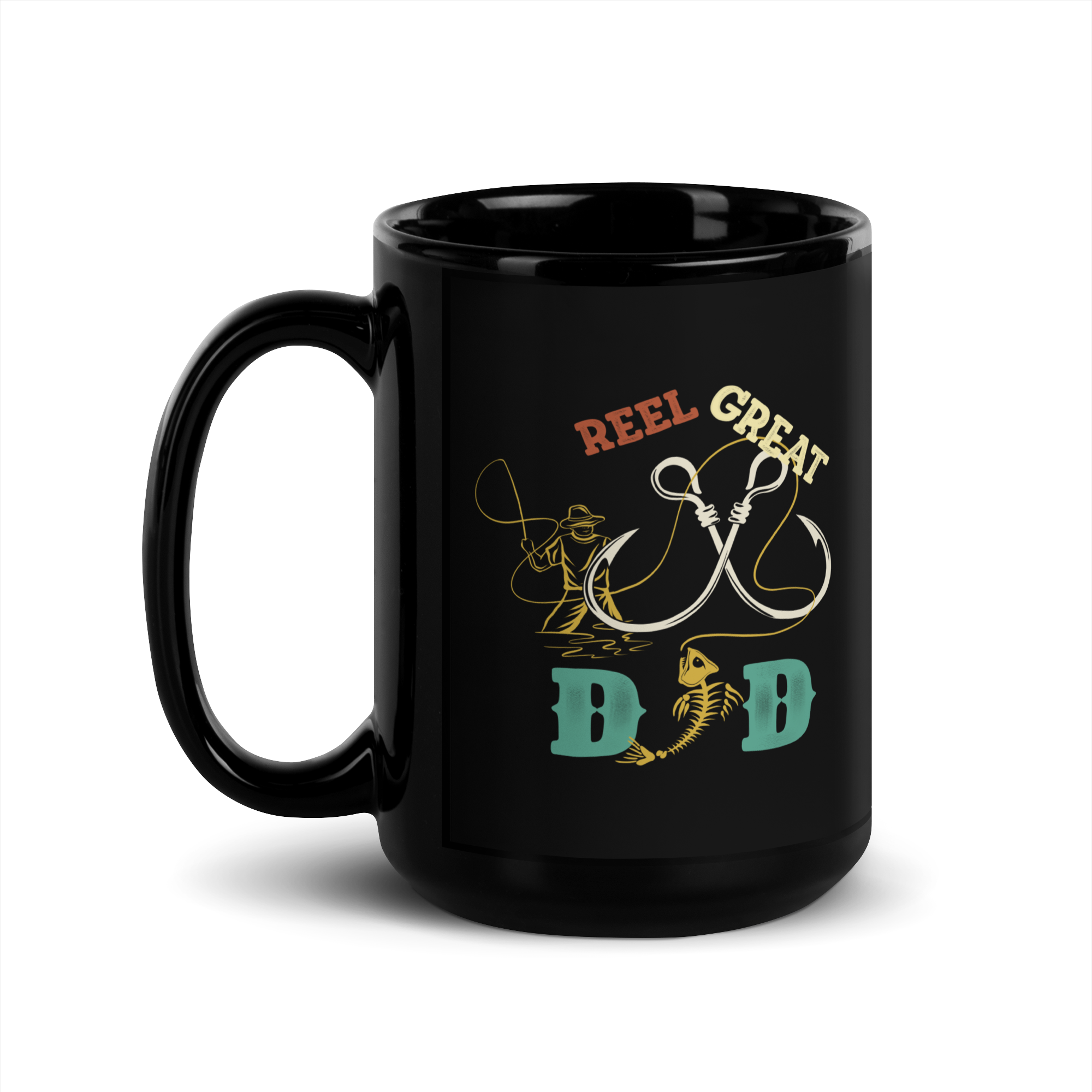 Reel Great Dad Black Glossy Mug