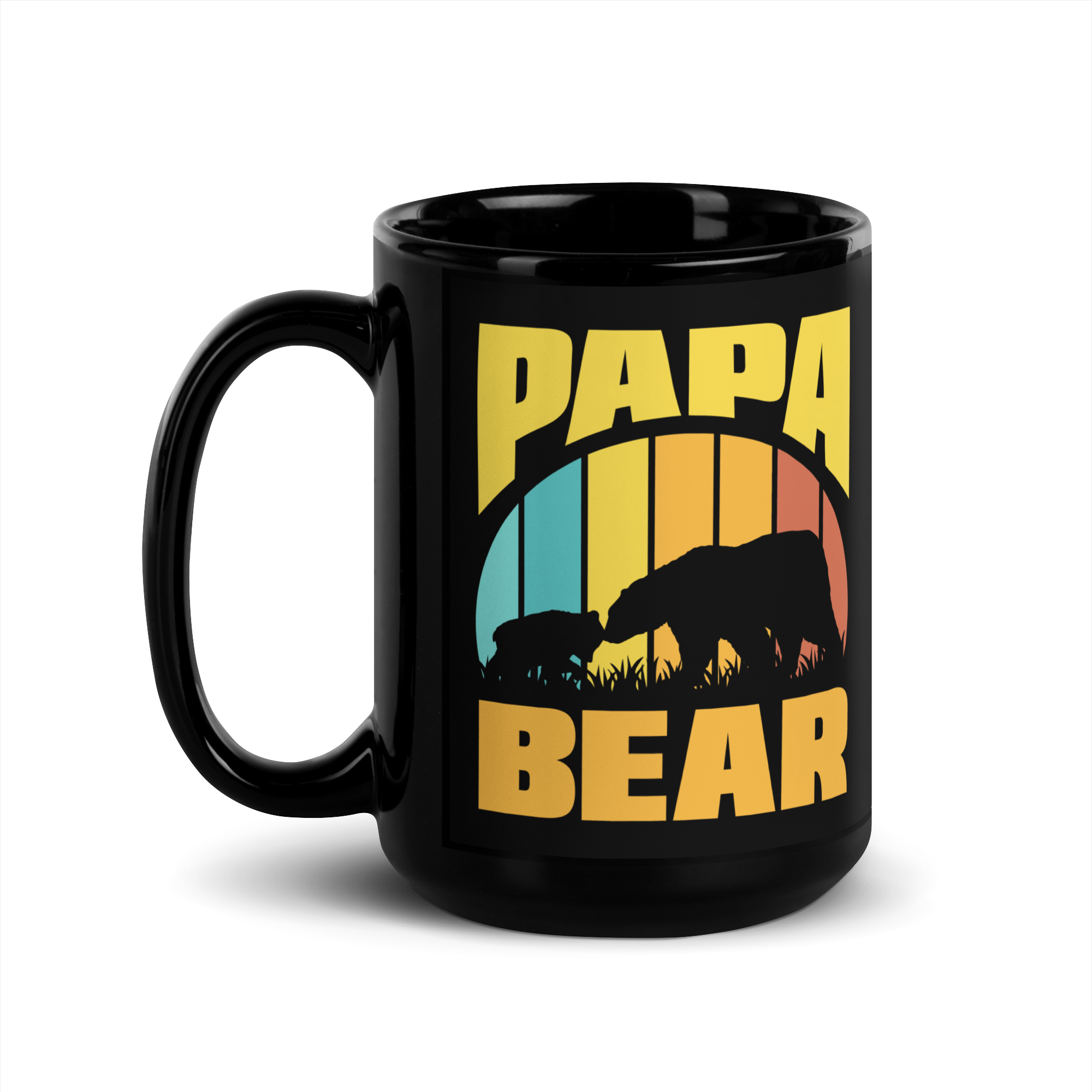 Papa Bear Black Glossy Mug