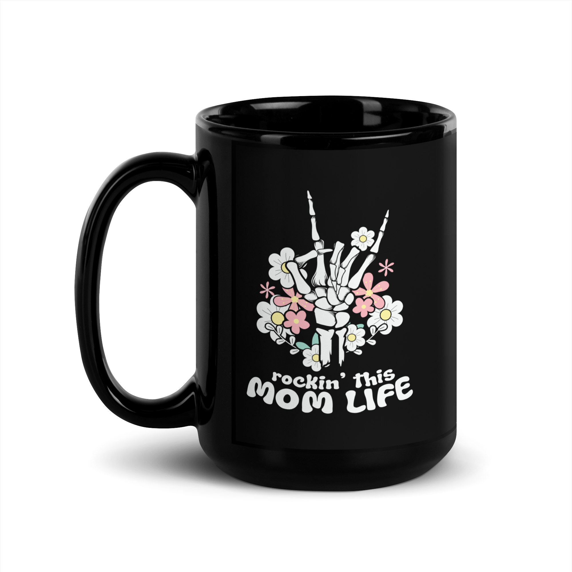 Rockin' This Mom Life Black Glossy Mug