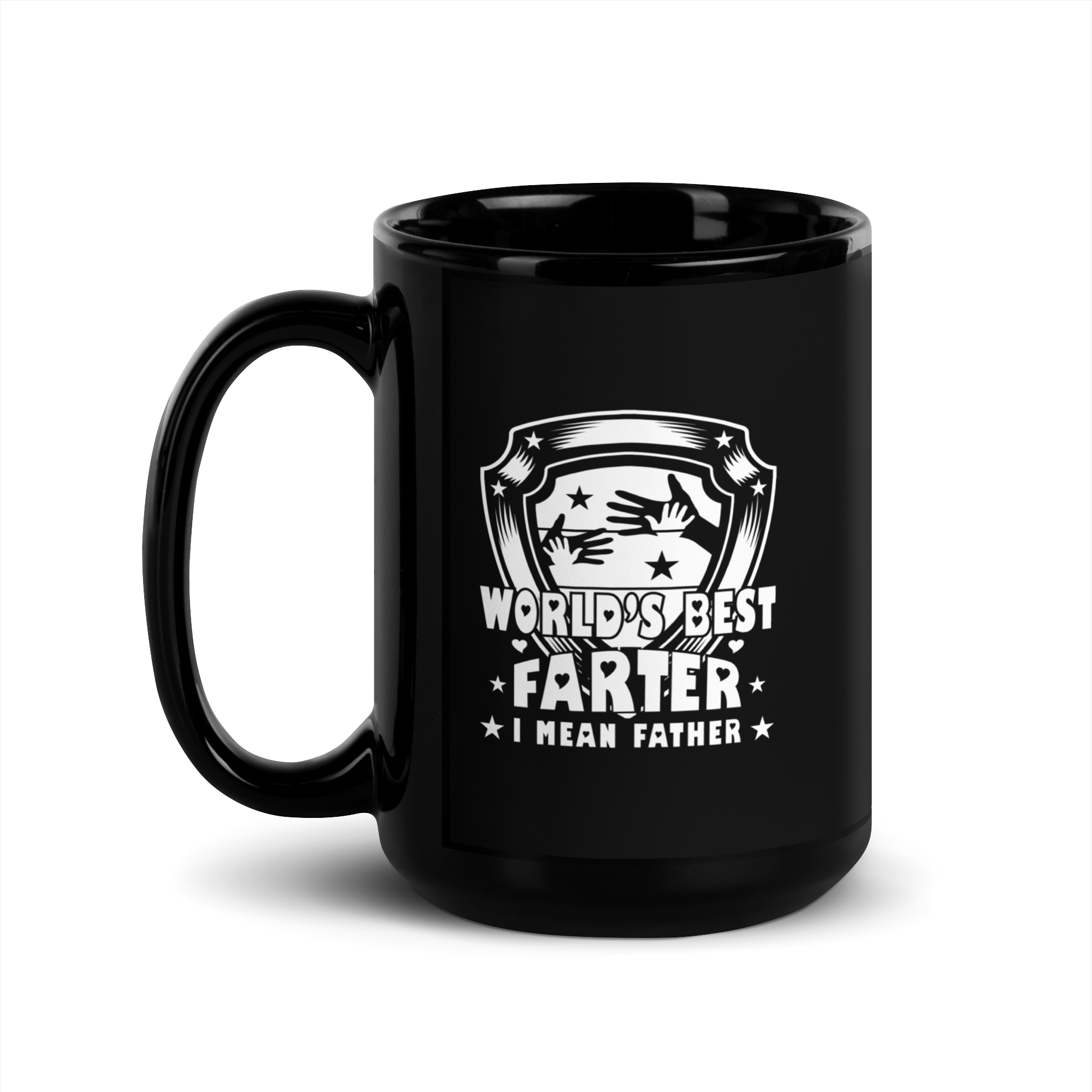 World's Best Farter I Mean Father Black Glossy Mug