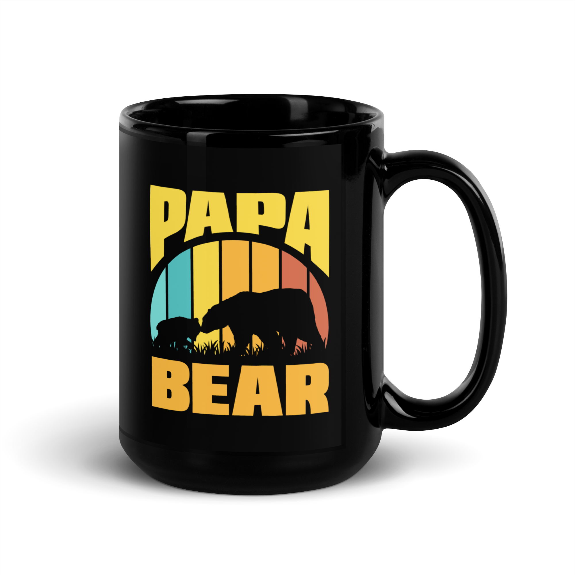 Papa Bear Black Glossy Mug