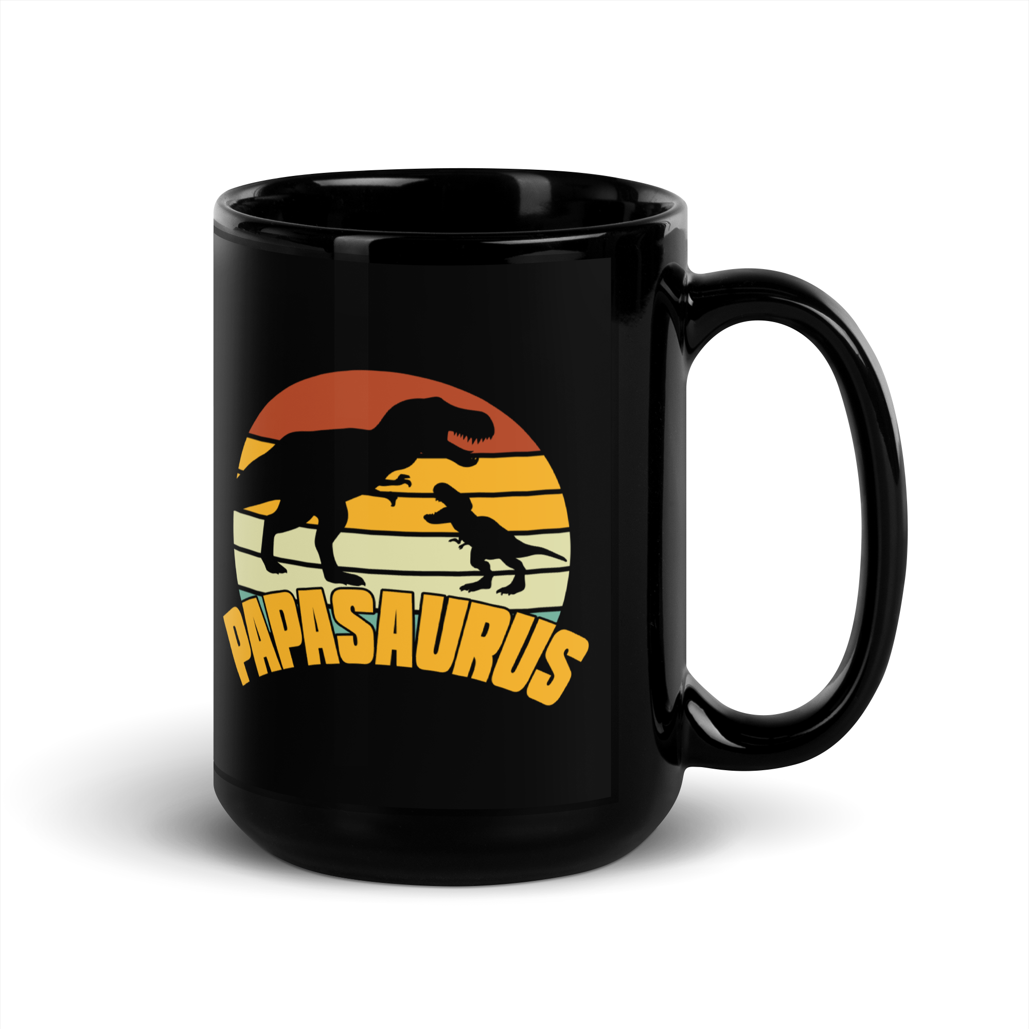 Papasaurus Black Glossy Mug