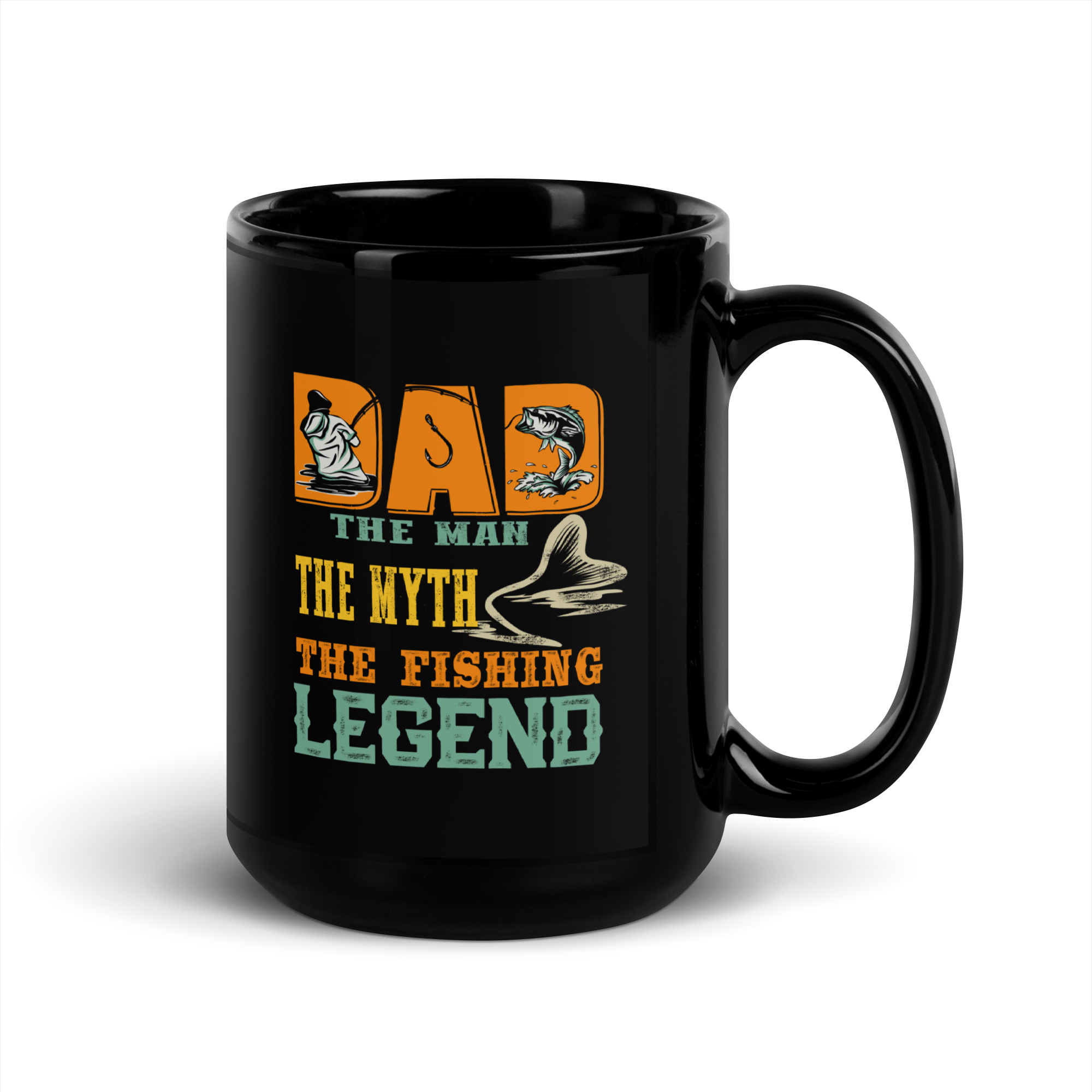 The Man The Myth The Fishing Legend Black Glossy Mug