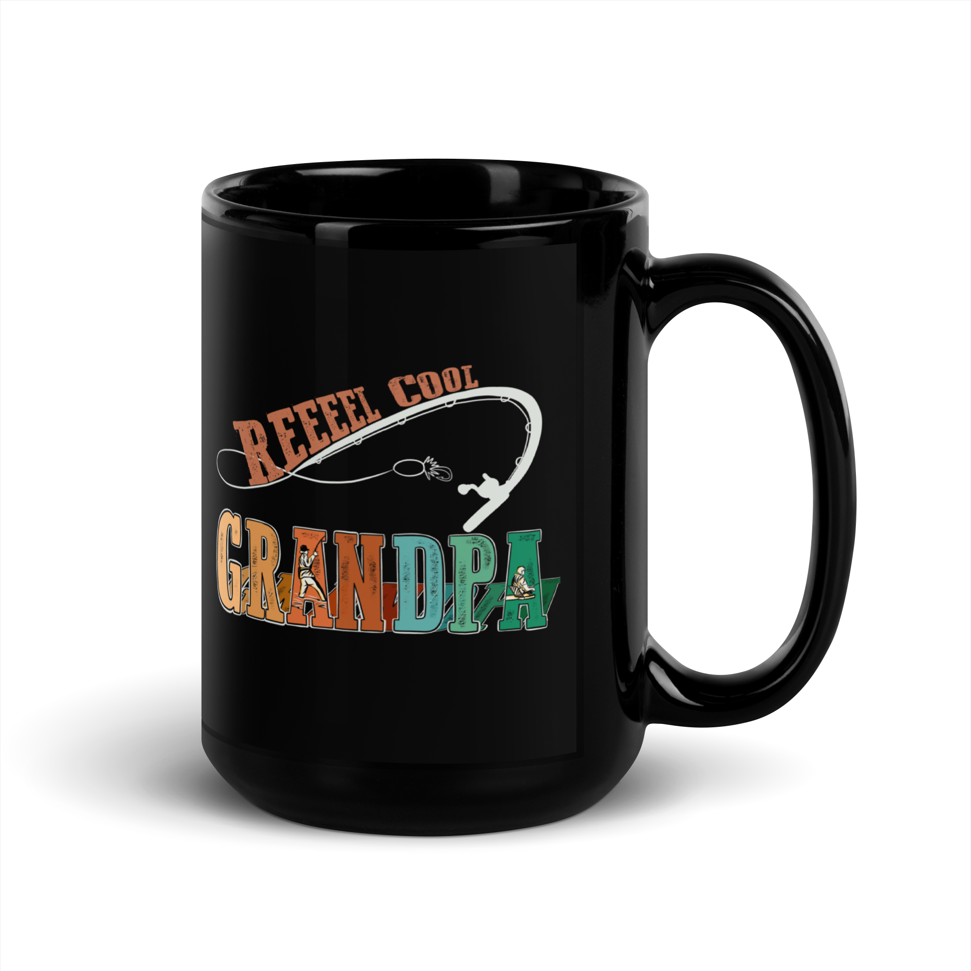 Reel Cool Grandpa Black Glossy Mug