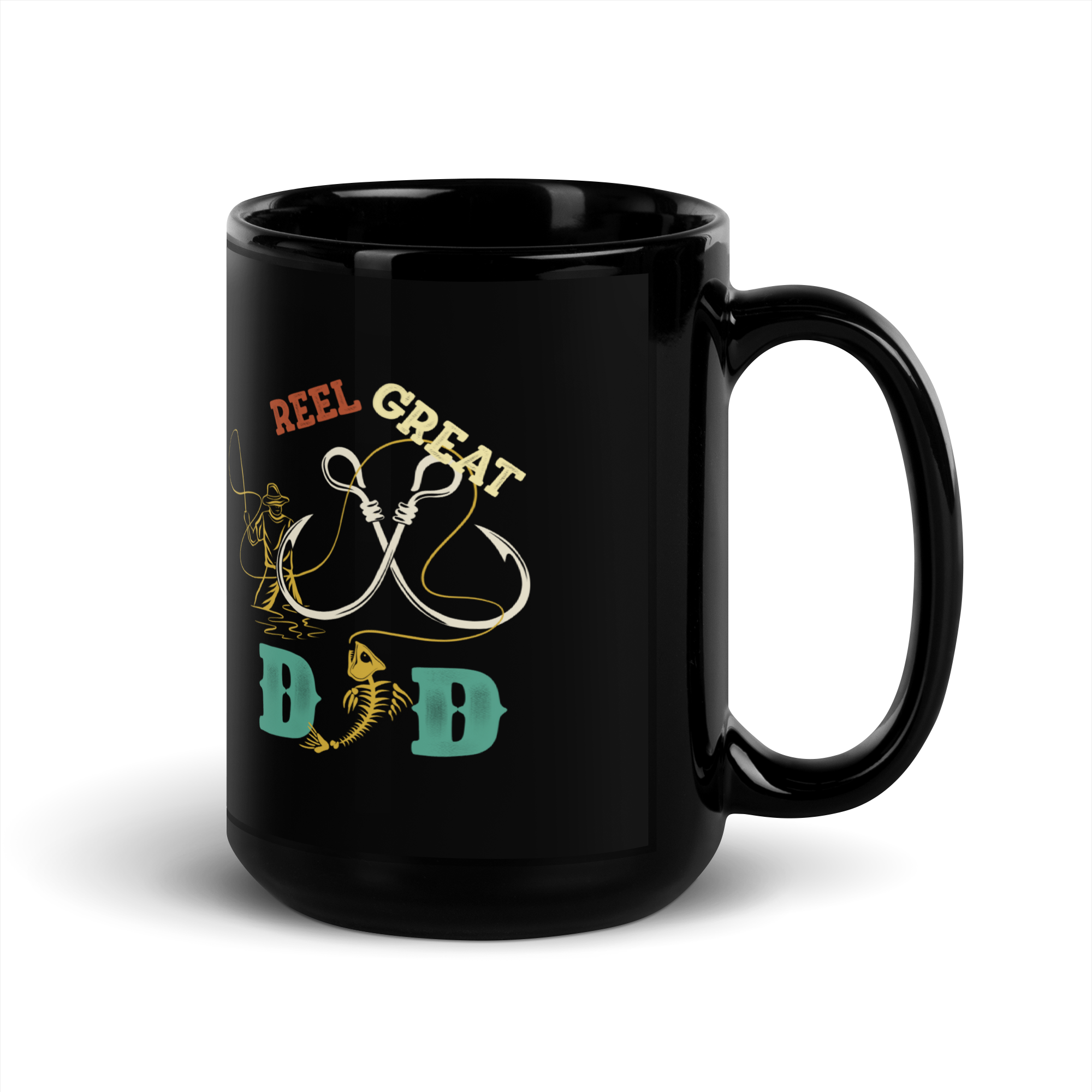 Reel Great Dad Black Glossy Mug