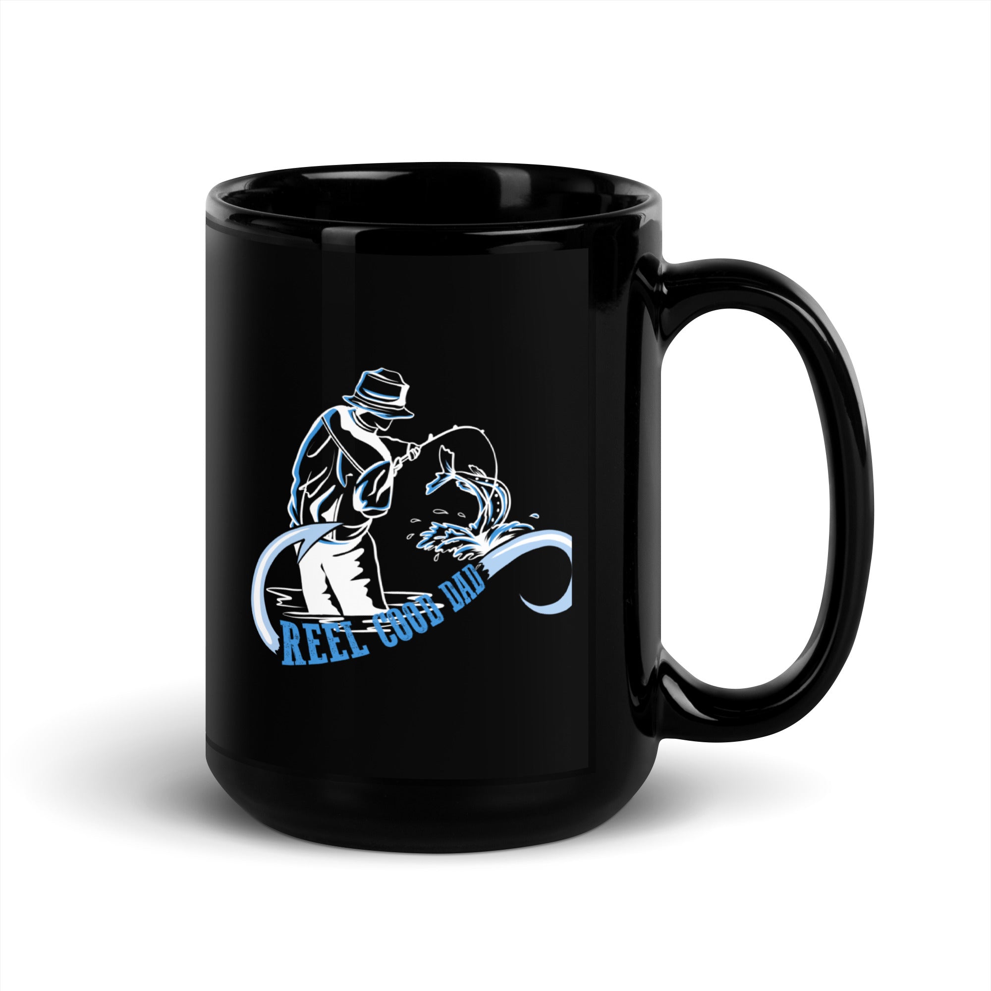 Reel Good Dad Black Glossy Mug