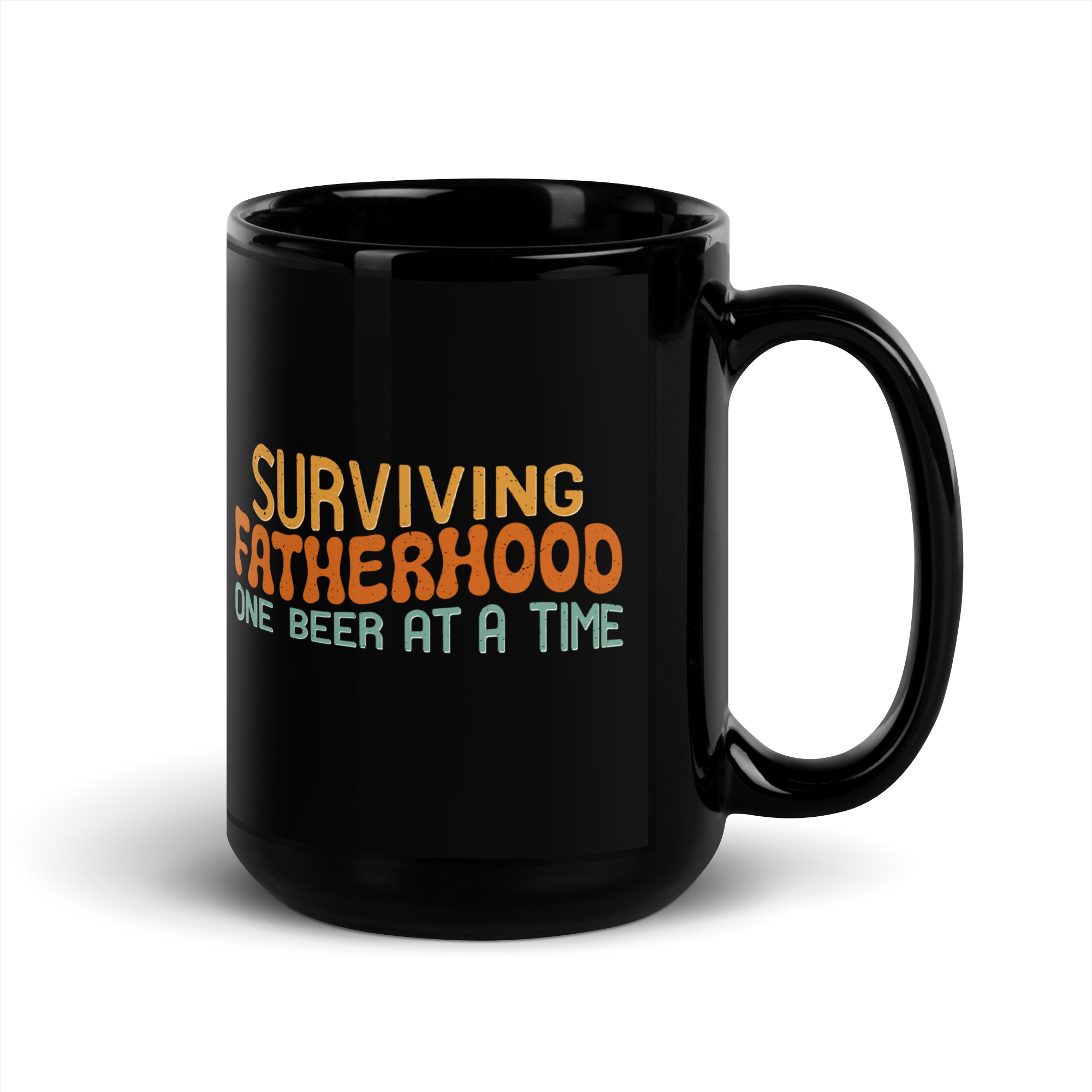 Surviving Fatherhood One Beer At A Time Black Glossy Mug