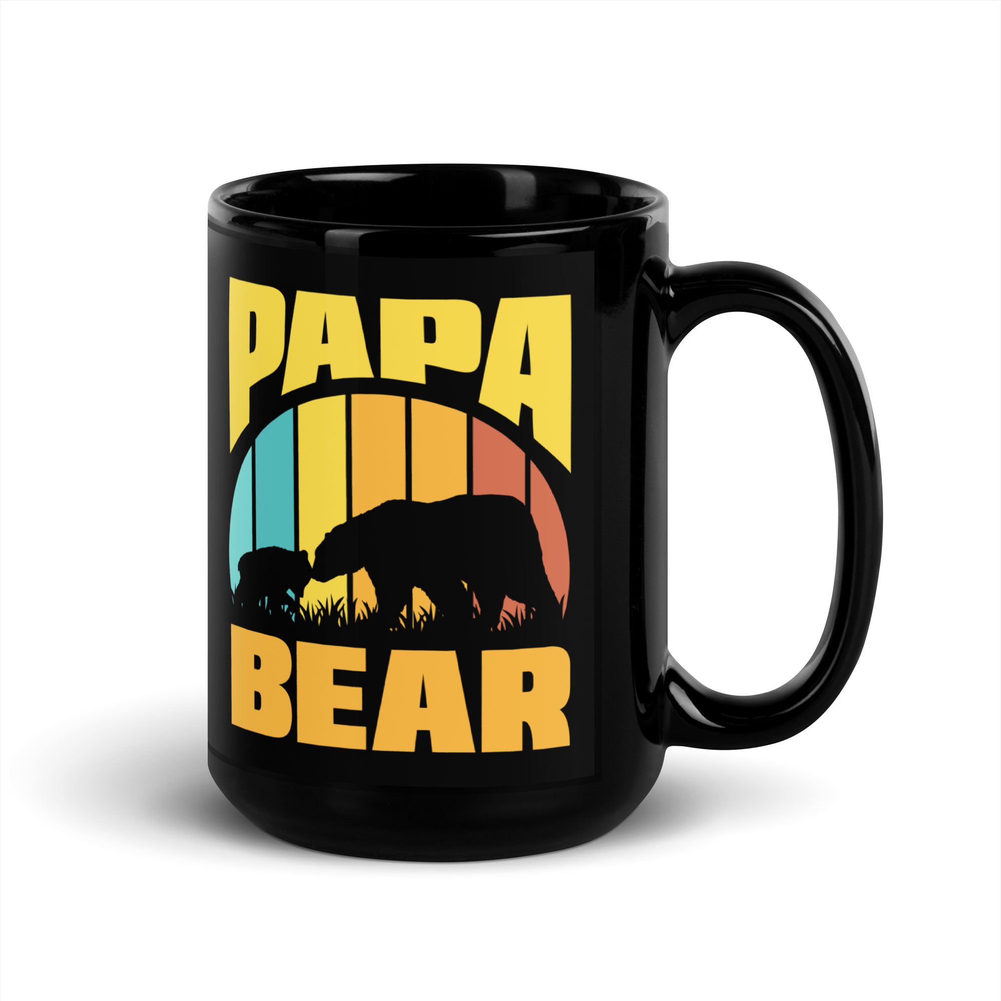 Papa Bear Black Glossy Mug