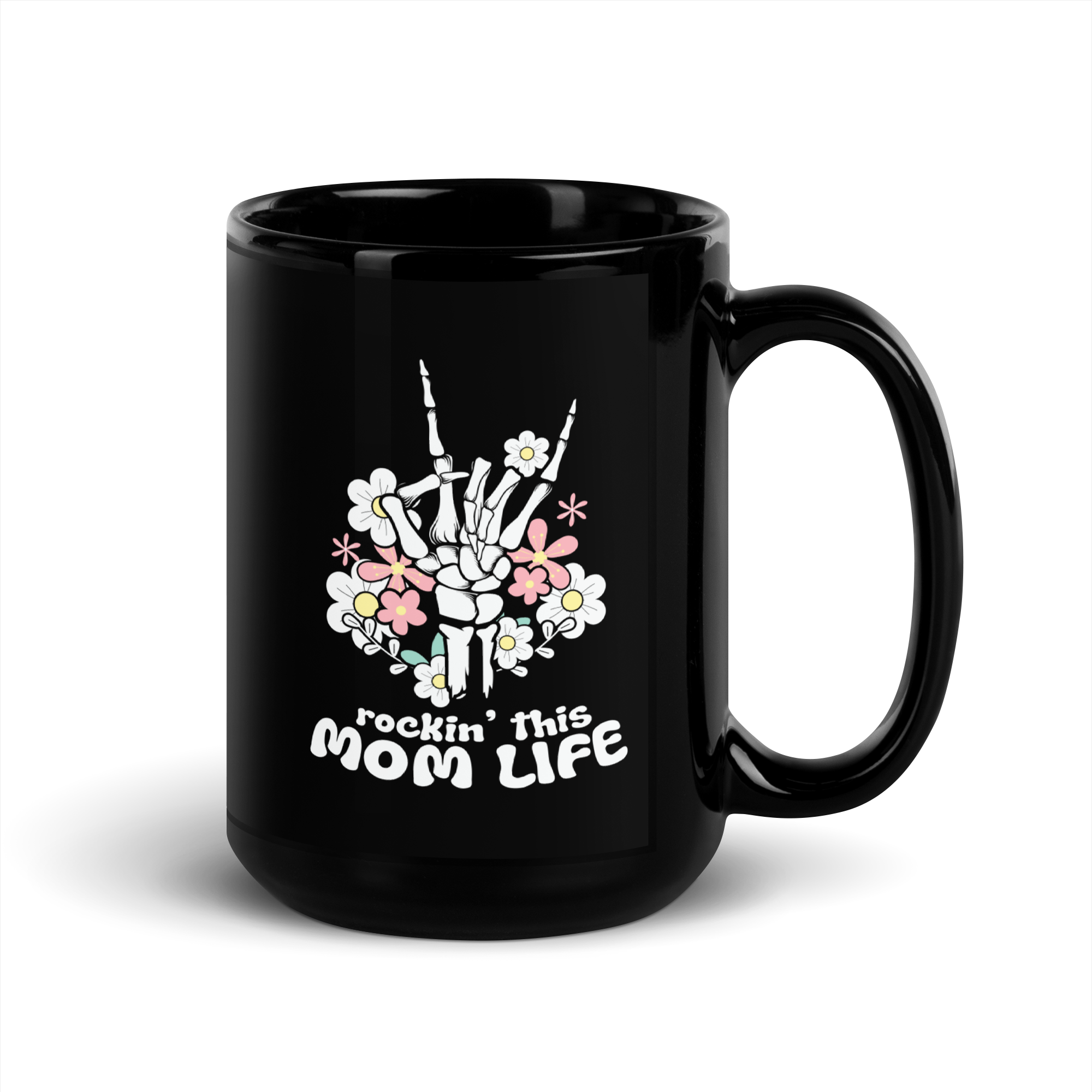 Rockin' This Mom Life Black Glossy Mug