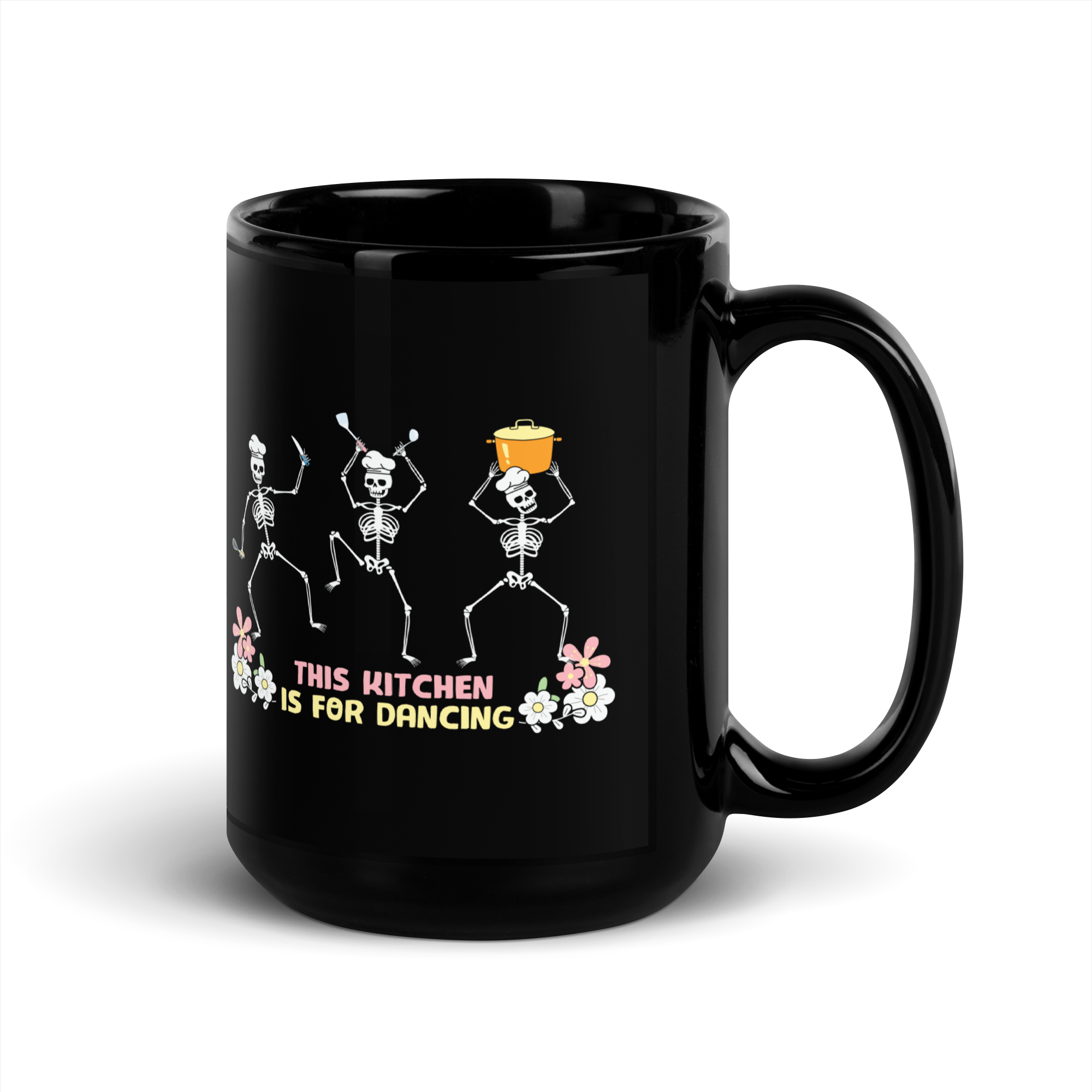 This Kitchen Is For Dancing Black Glossy Mug