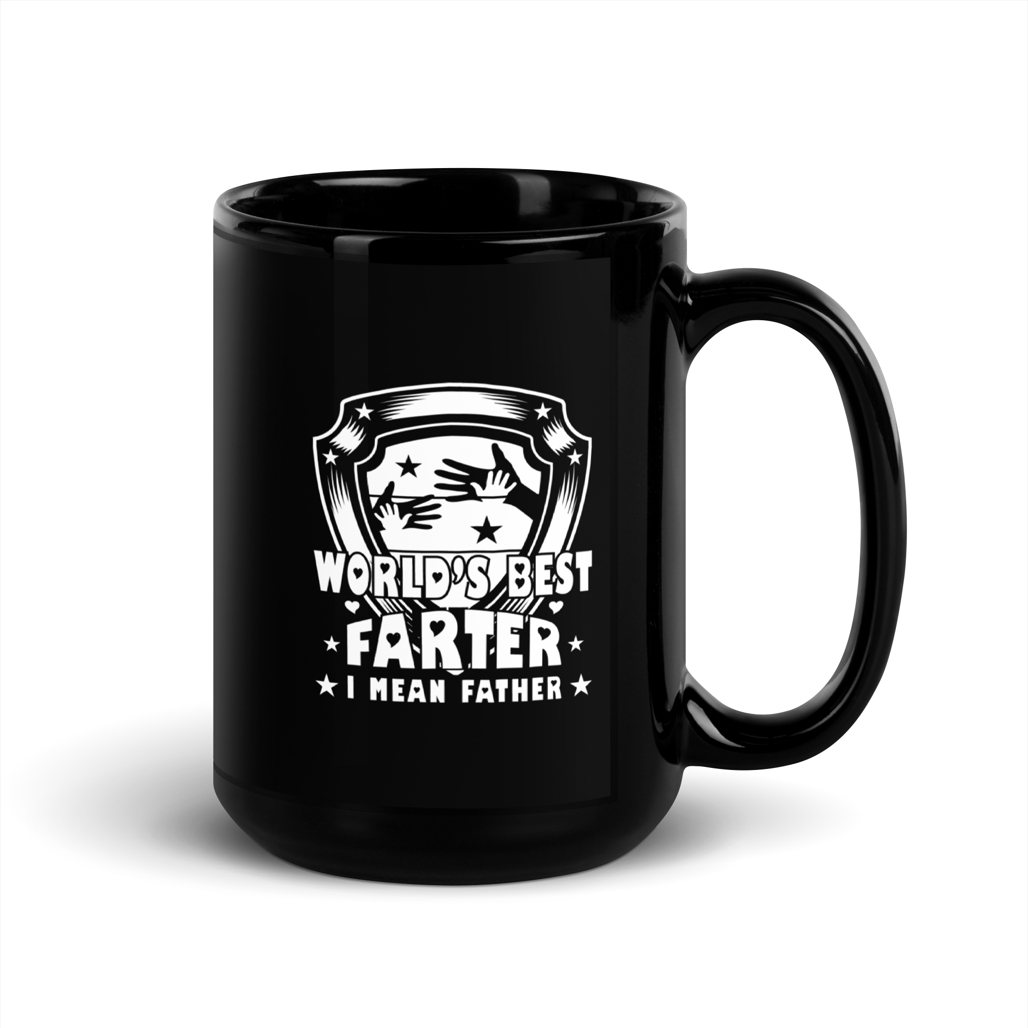 World's Best Farter I Mean Father Black Glossy Mug