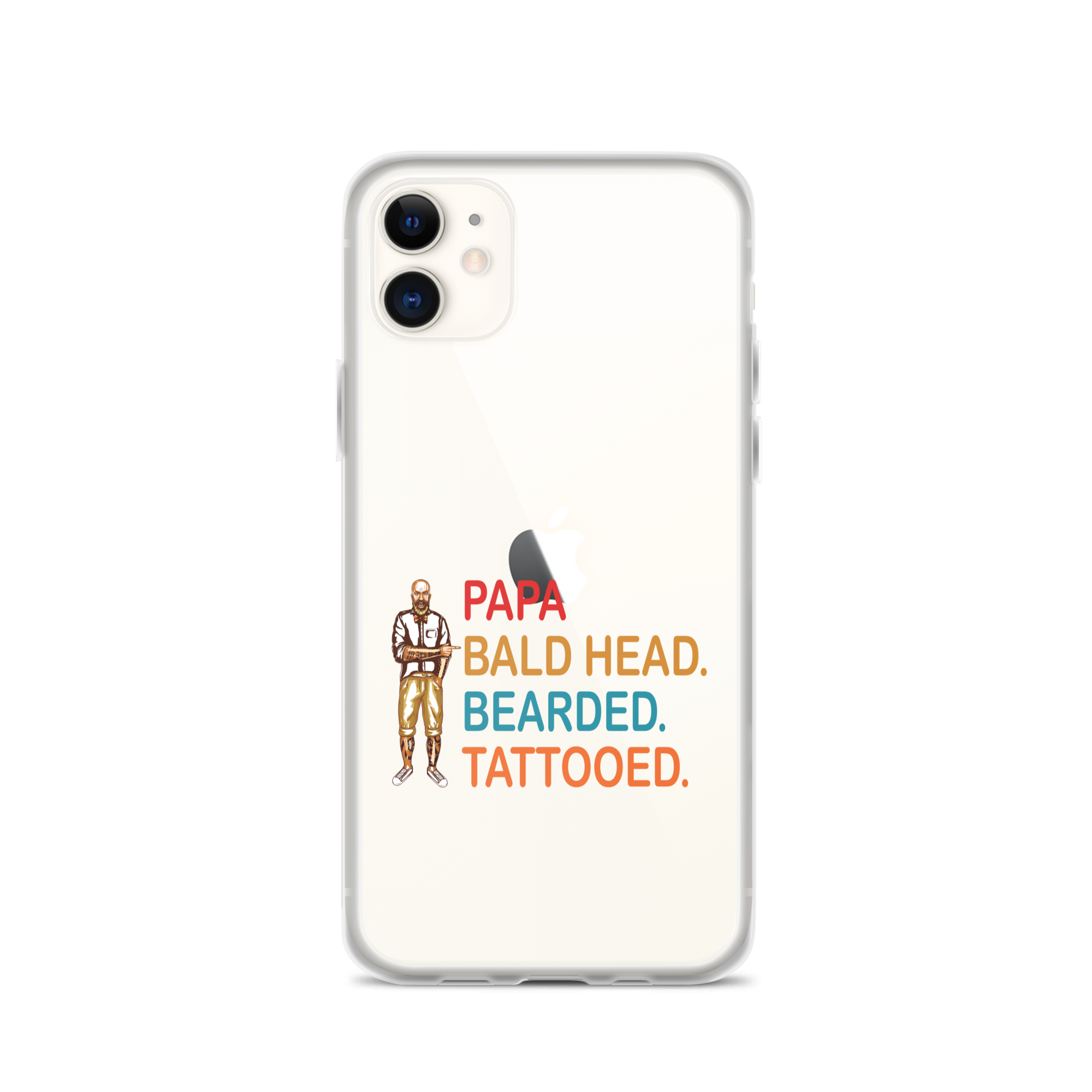 Papa, Bald Head, Bearded, Tattooed Clear Case for iPhone®