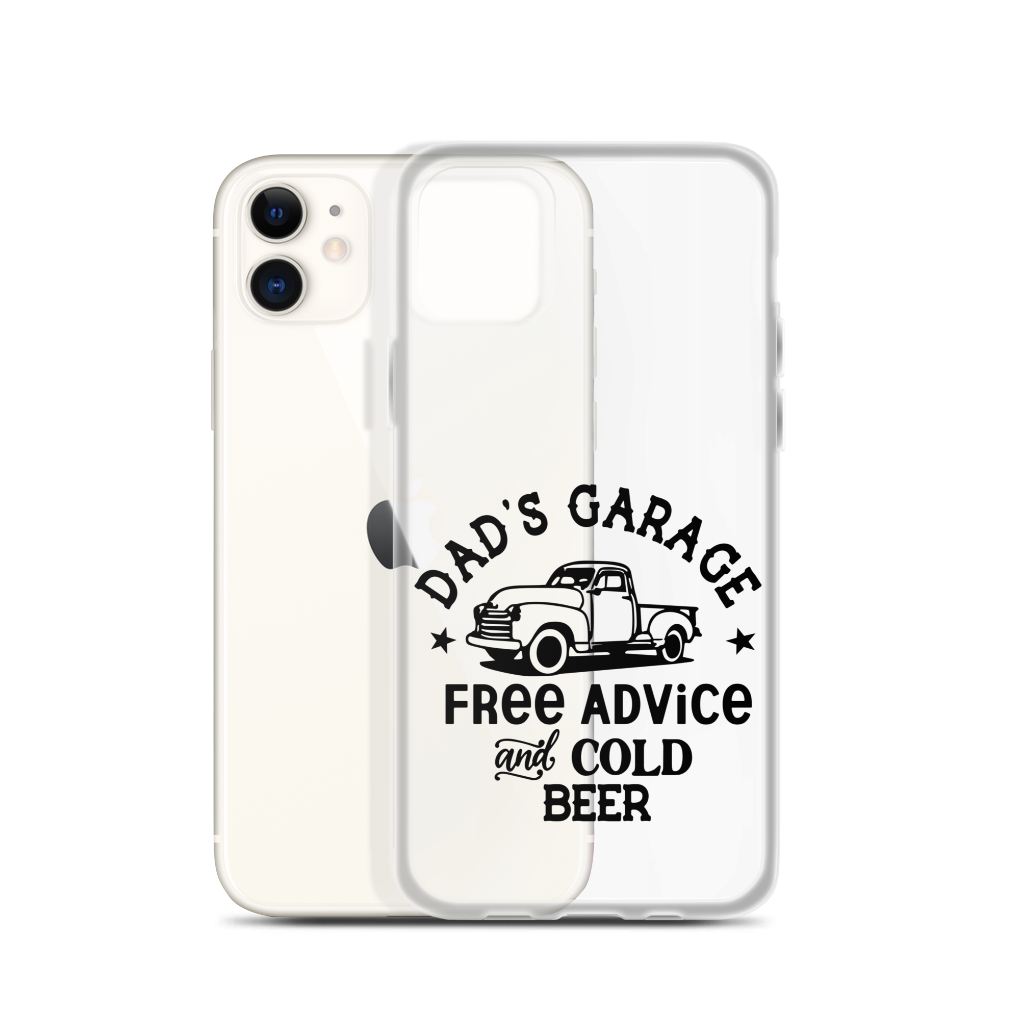 Dad's Garage Free Advice And Cold Beer Clear Case for iPhone®