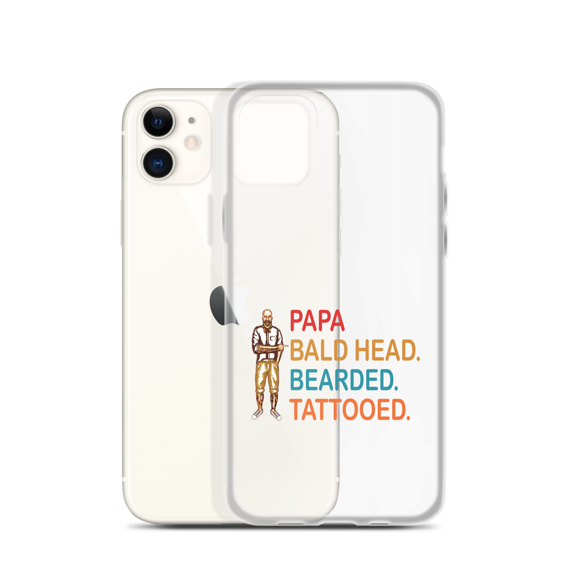 Papa, Bald Head, Bearded, Tattooed Clear Case for iPhone®