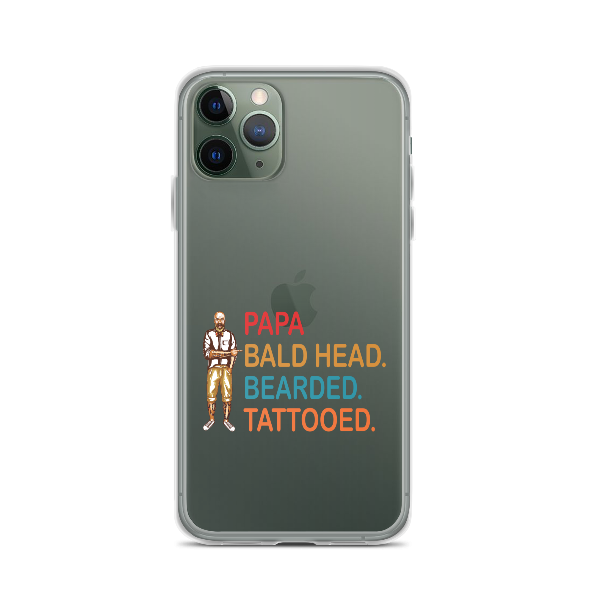 Papa, Bald Head, Bearded, Tattooed Clear Case for iPhone®