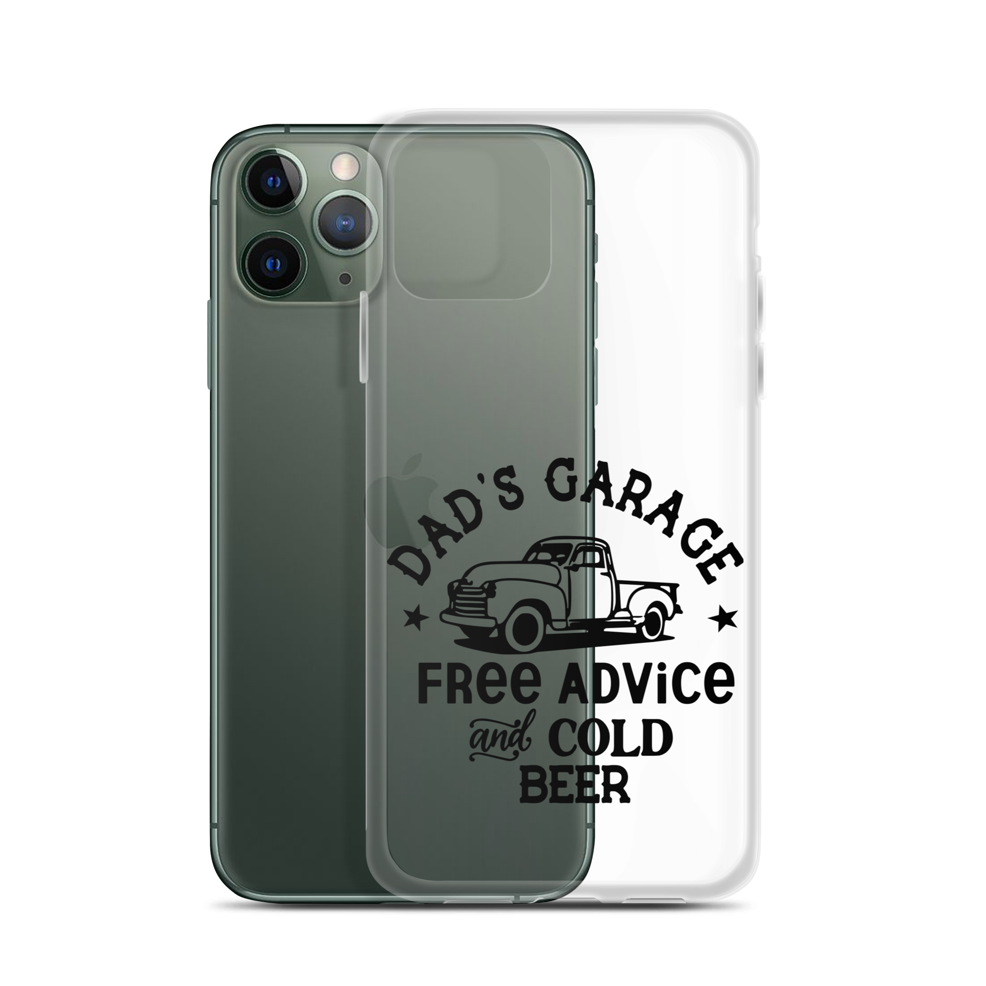 Dad's Garage Free Advice And Cold Beer Clear Case for iPhone®