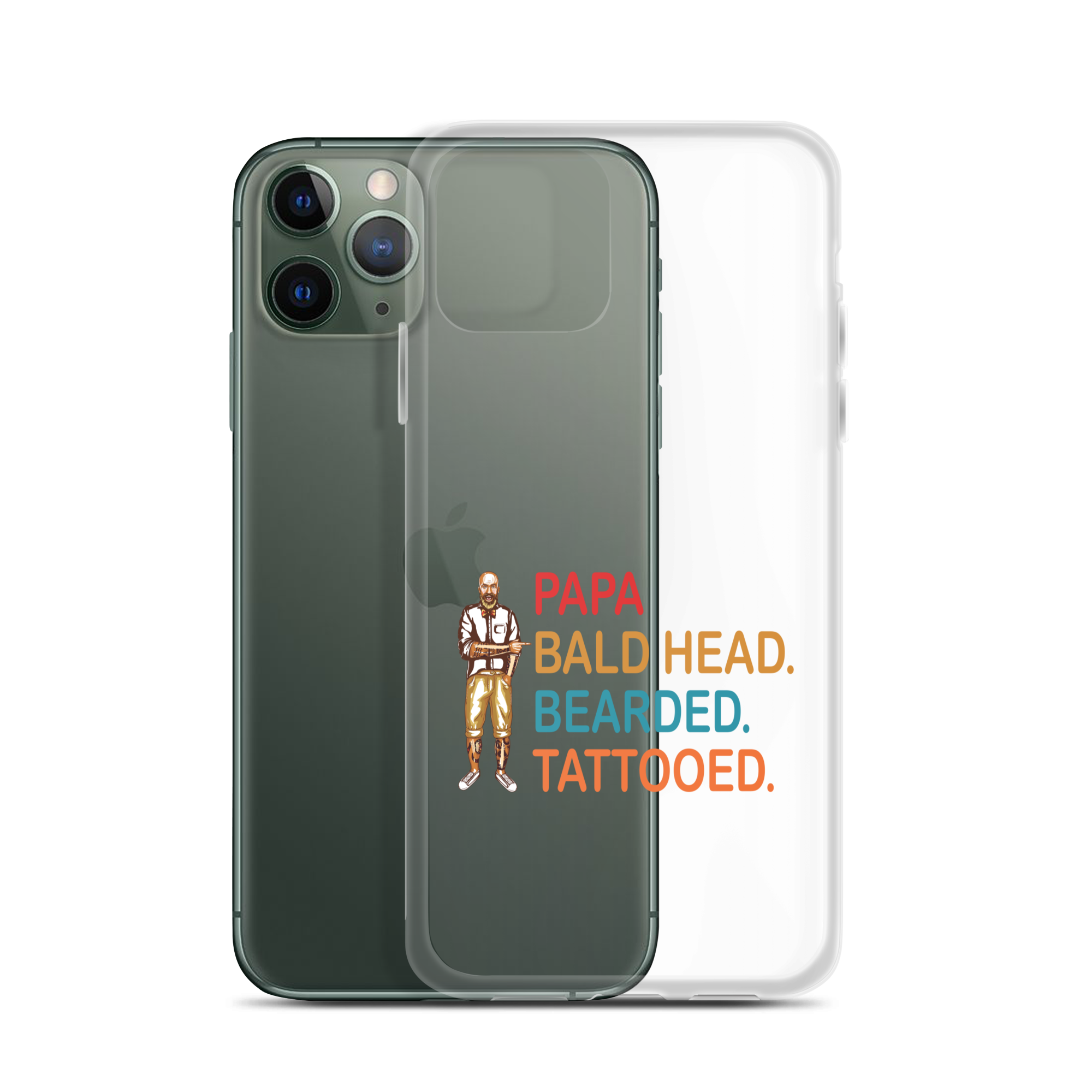 Papa, Bald Head, Bearded, Tattooed Clear Case for iPhone®