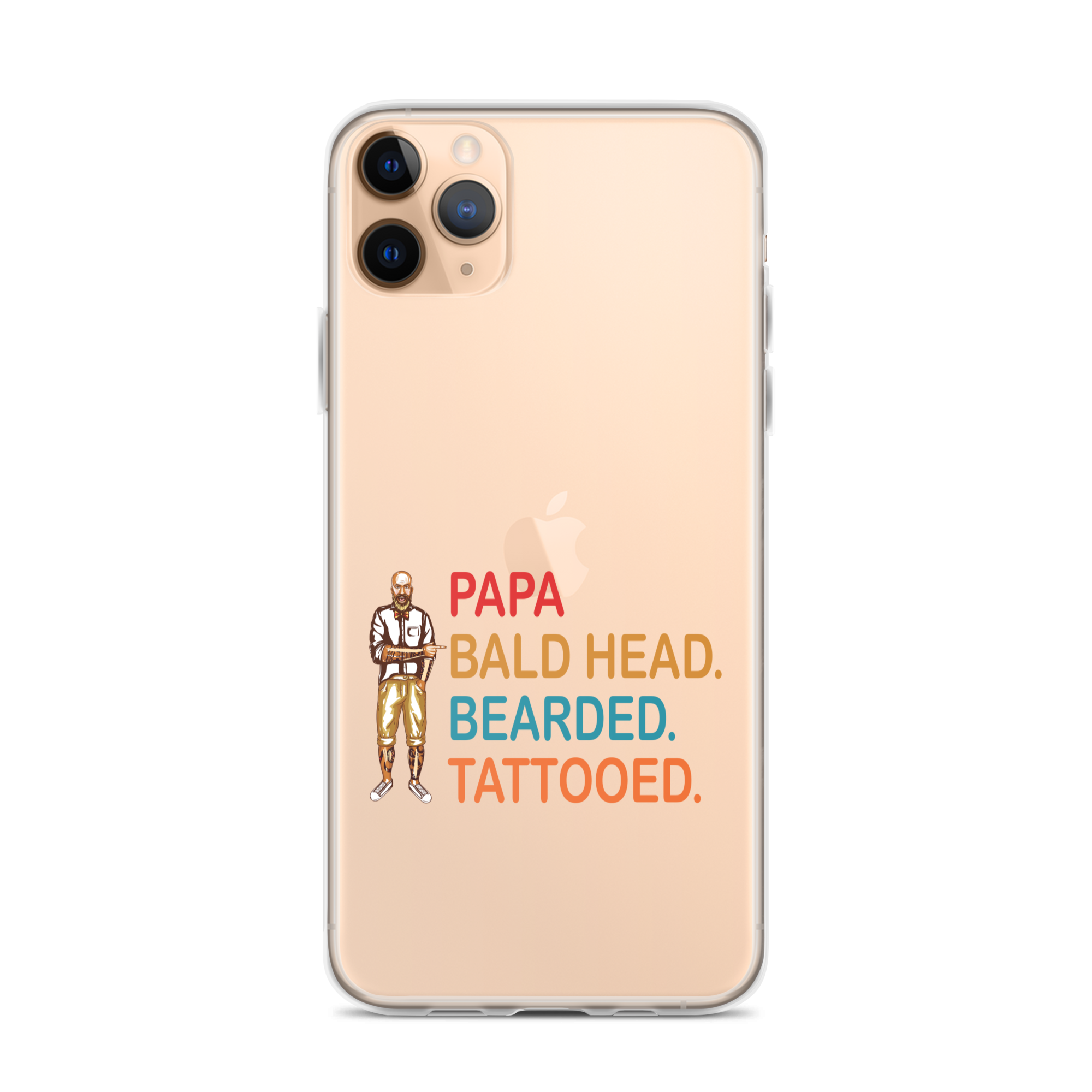 Papa, Bald Head, Bearded, Tattooed Clear Case for iPhone®