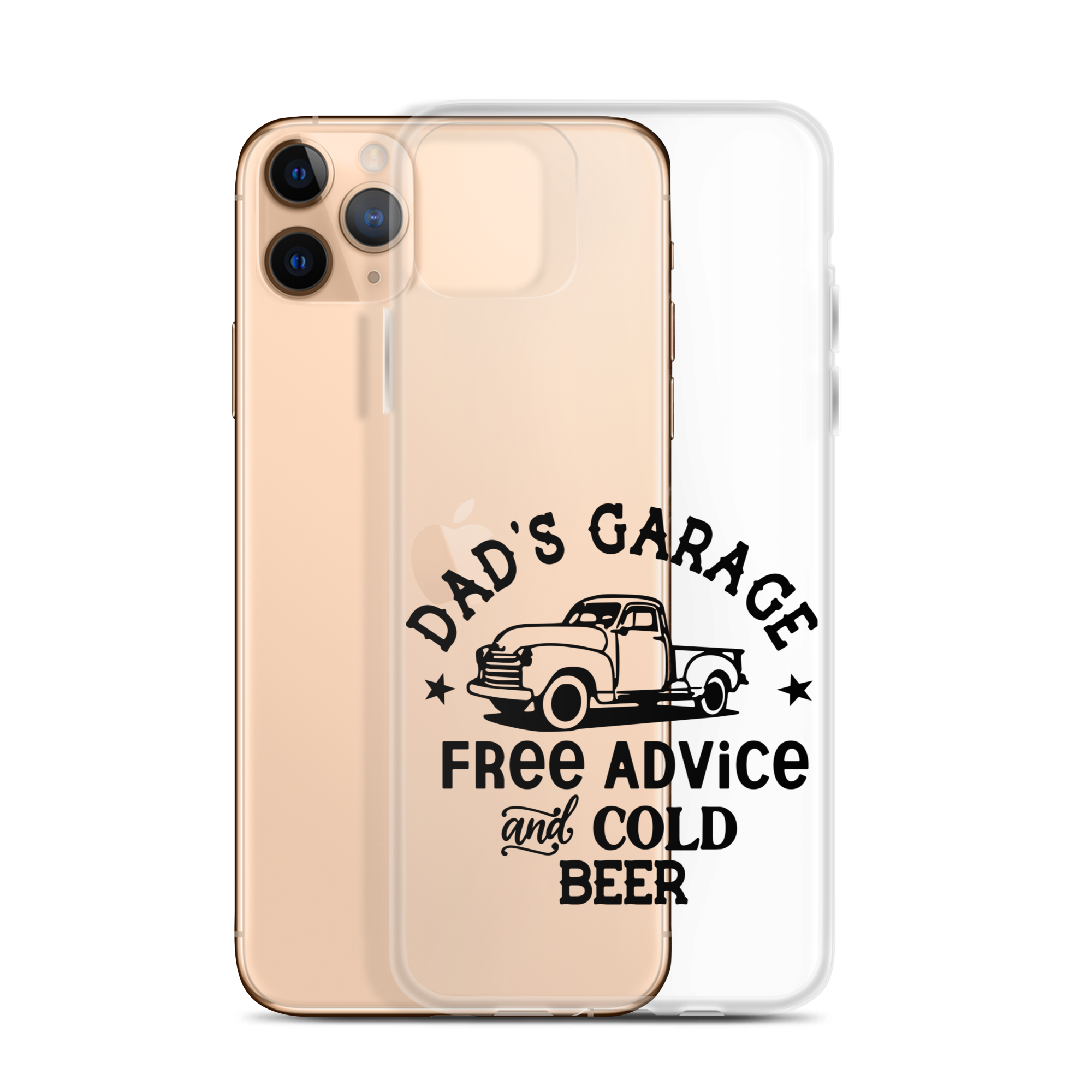 Dad's Garage Free Advice And Cold Beer Clear Case for iPhone®