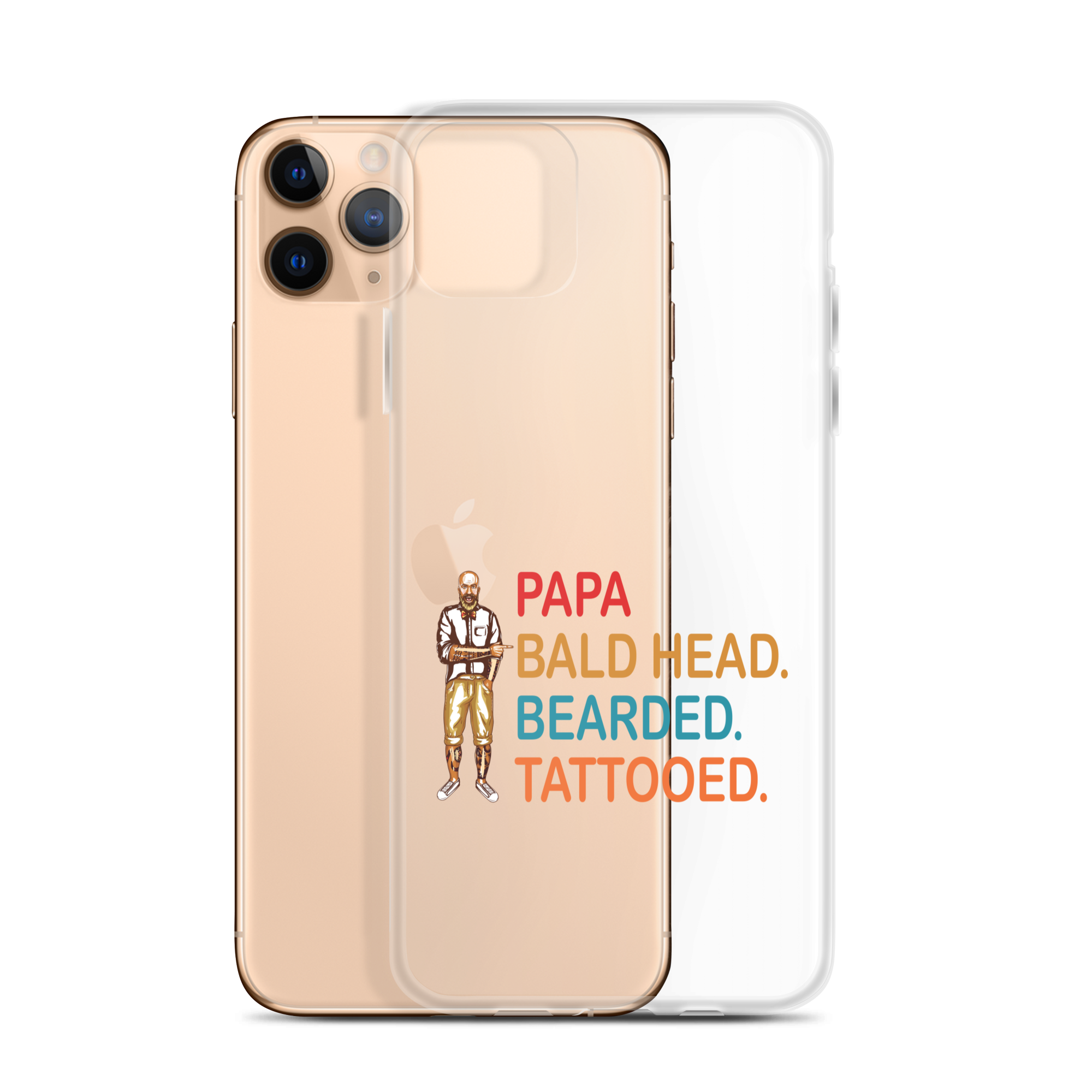 Papa, Bald Head, Bearded, Tattooed Clear Case for iPhone®