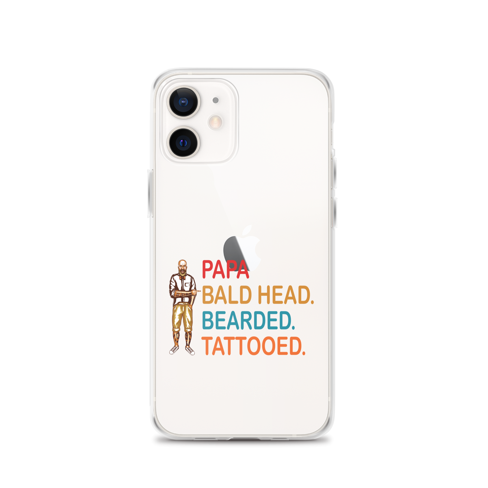 Papa, Bald Head, Bearded, Tattooed Clear Case for iPhone®