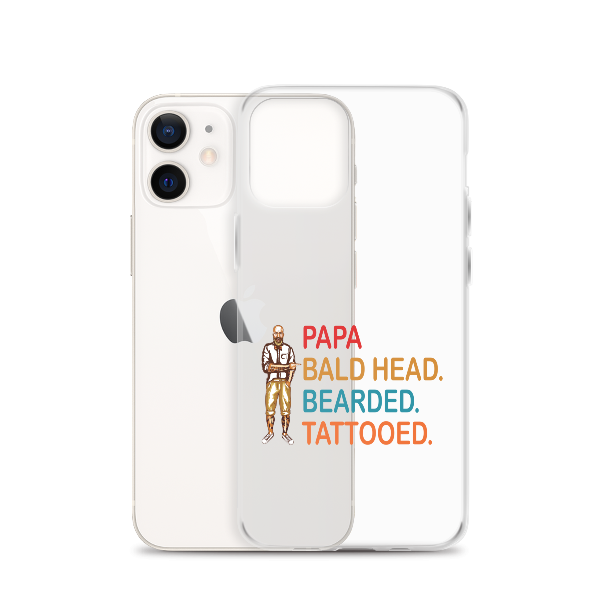 Papa, Bald Head, Bearded, Tattooed Clear Case for iPhone®