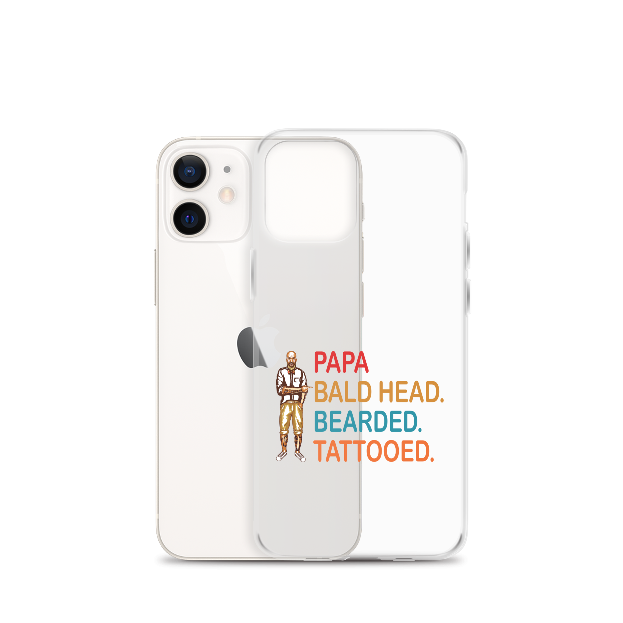 Papa, Bald Head, Bearded, Tattooed Clear Case for iPhone®