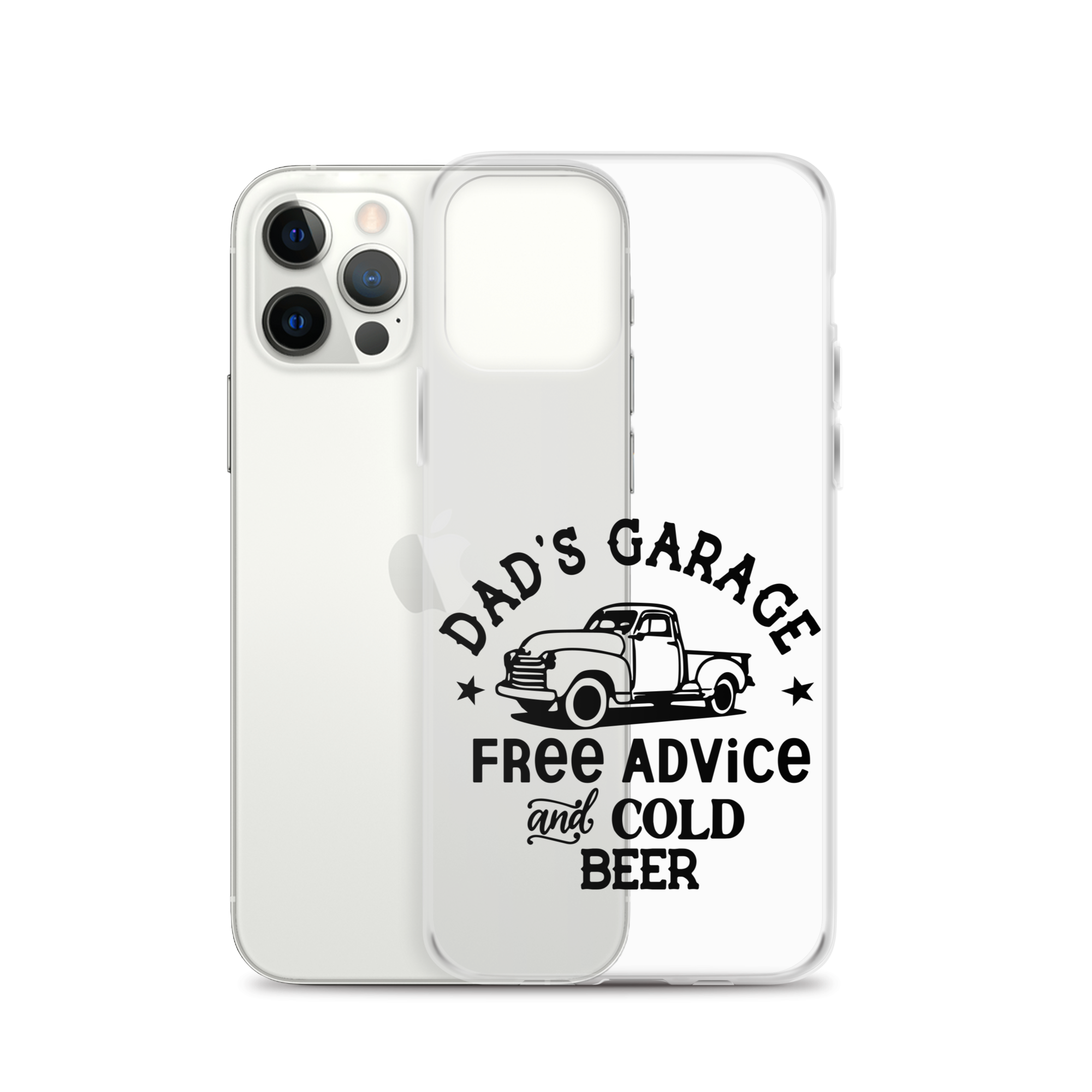 Dad's Garage Free Advice And Cold Beer Clear Case for iPhone®